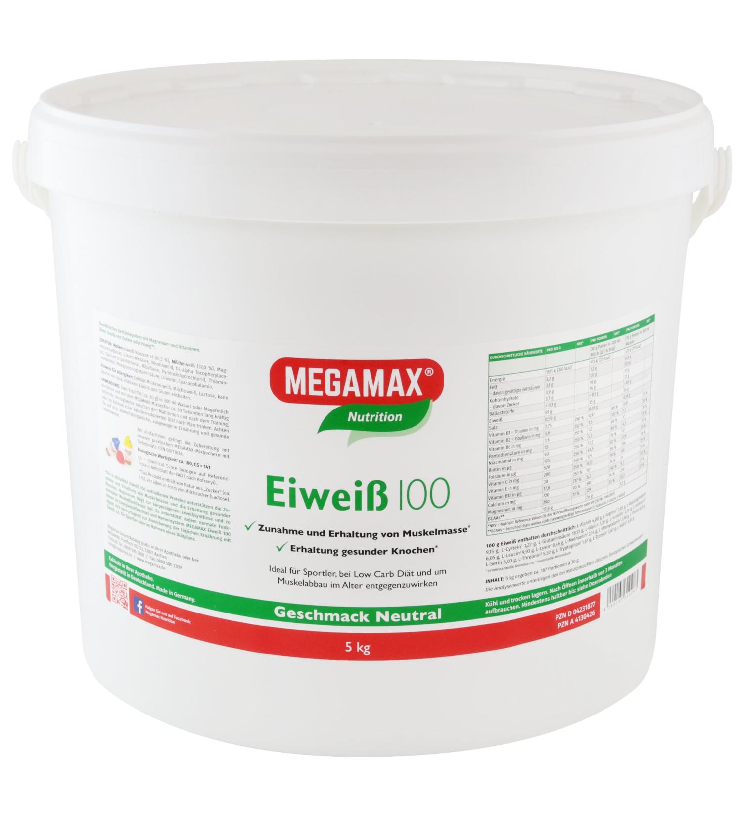 Megamax Protein Neutral 5kg - Muscle Building Whey & Milk Protein | Ideal for Protein Shakes & Low-Carb Diets - Buy Online on GoSupps.com