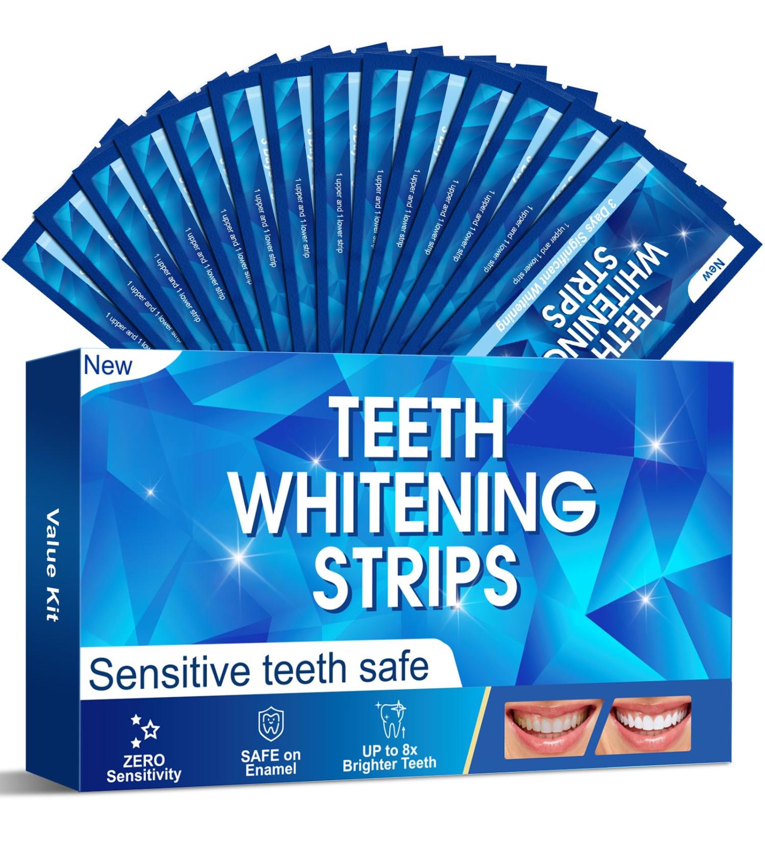 Teeth Whitening Strips: 14 Sessions 28 Pcs Tooth Whitening Strips at Home Teeth Whitening Kits Safe for Enamel Non-Sensitive Formula Mint-14 Treatment - Buy Online on GoSupps.com