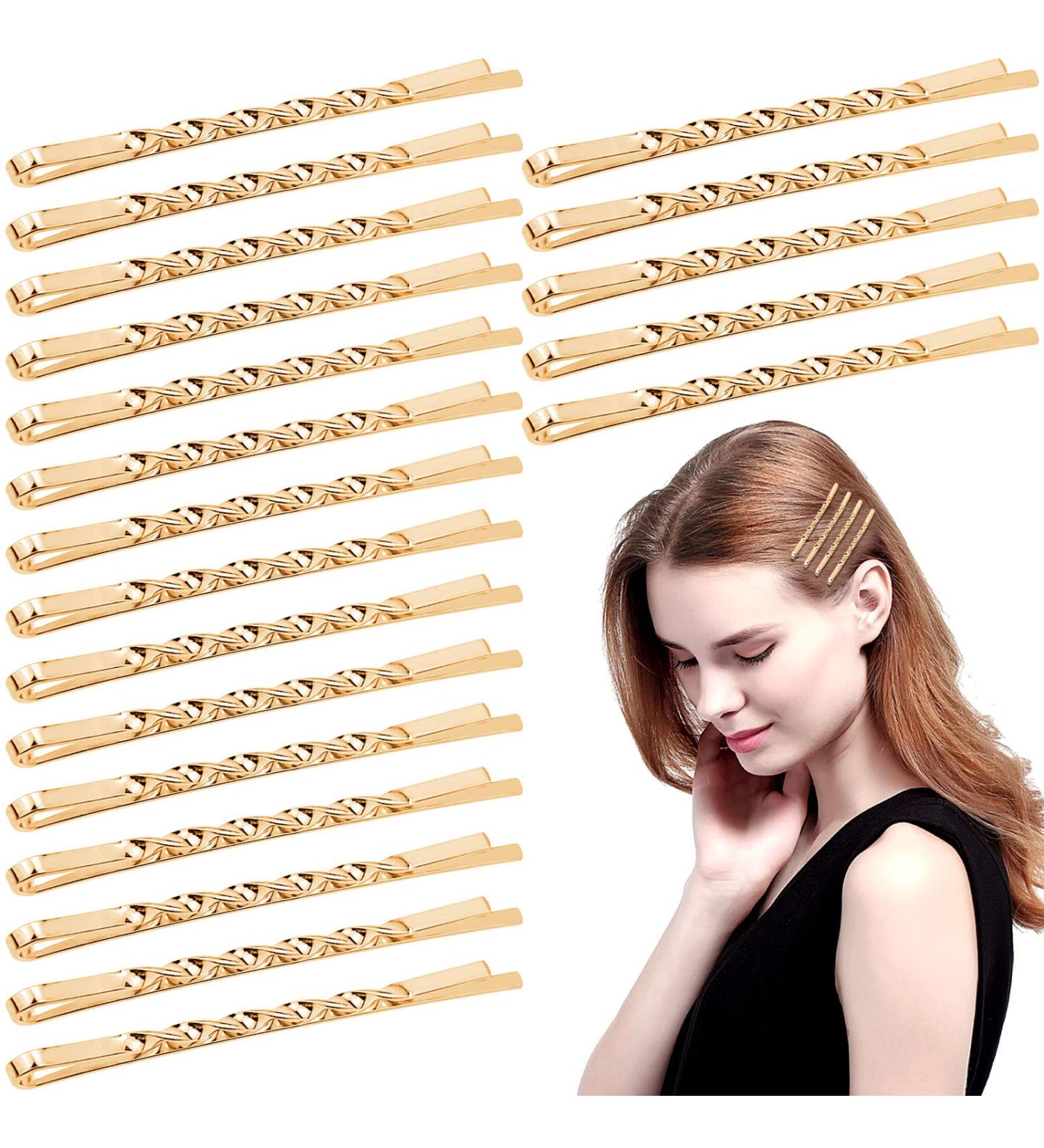 100 Pcs Gold Bobby Pins - Metal Twist Hair Clips for Women's Thick Long Updo Hair Style - Buy Online on GoSupps.com