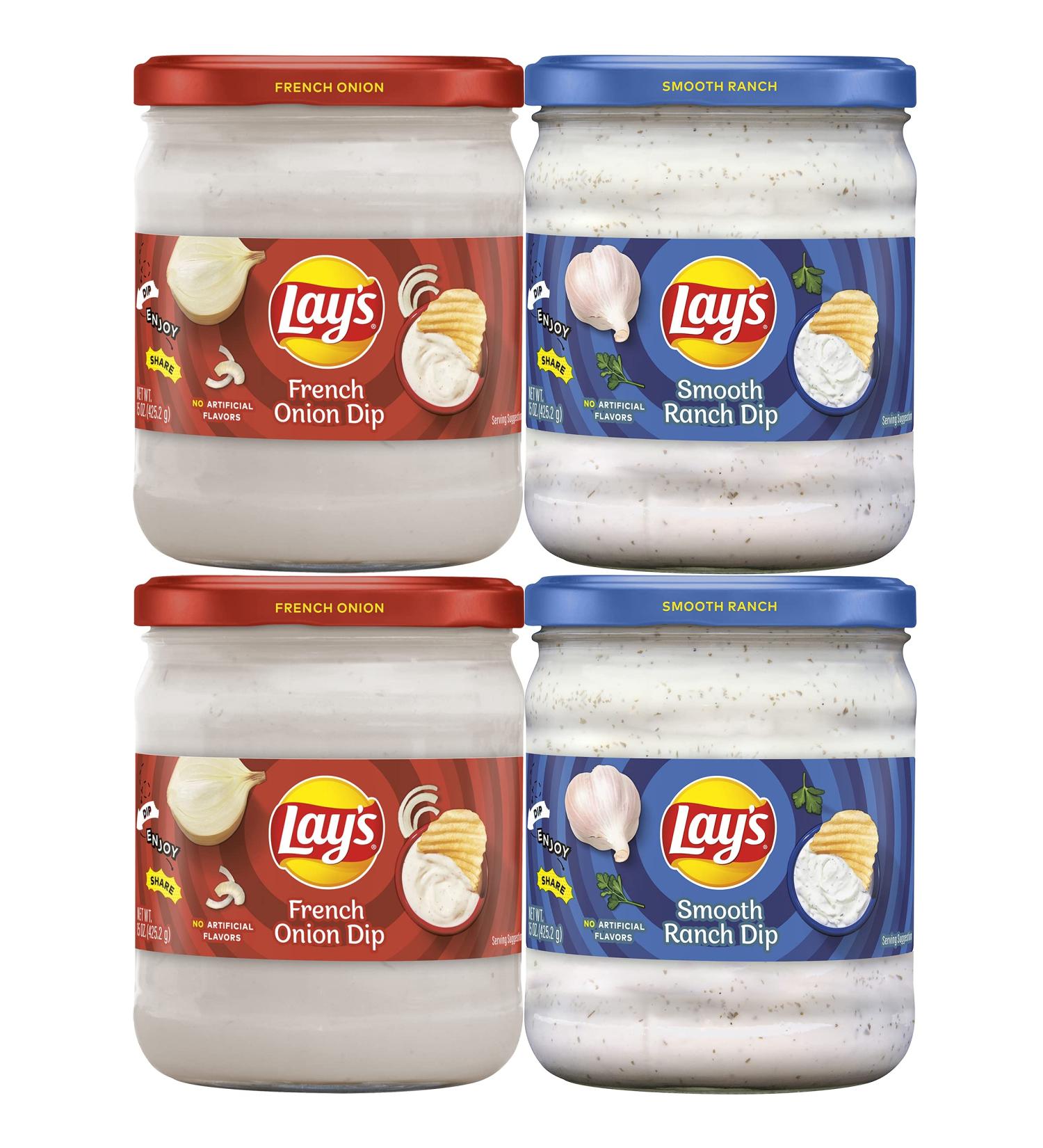Lay's Dip Variety Pack: French Onion & Smooth Ranch - 15 Oz Jars, 4 Count - Buy Online on GoSupps.com