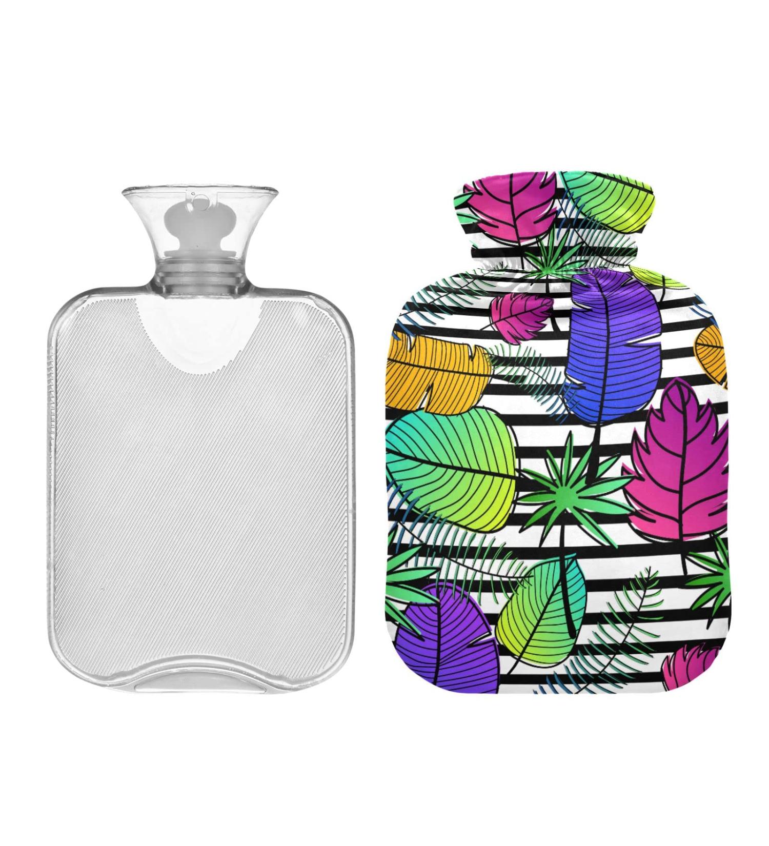 Mnsruu 2L Hot Water Bottle with Soft Cover - Colorful Leaves Design | Great Gift for Women & Kids - Perfect for Christmas - Buy Online on GoSupps.com
