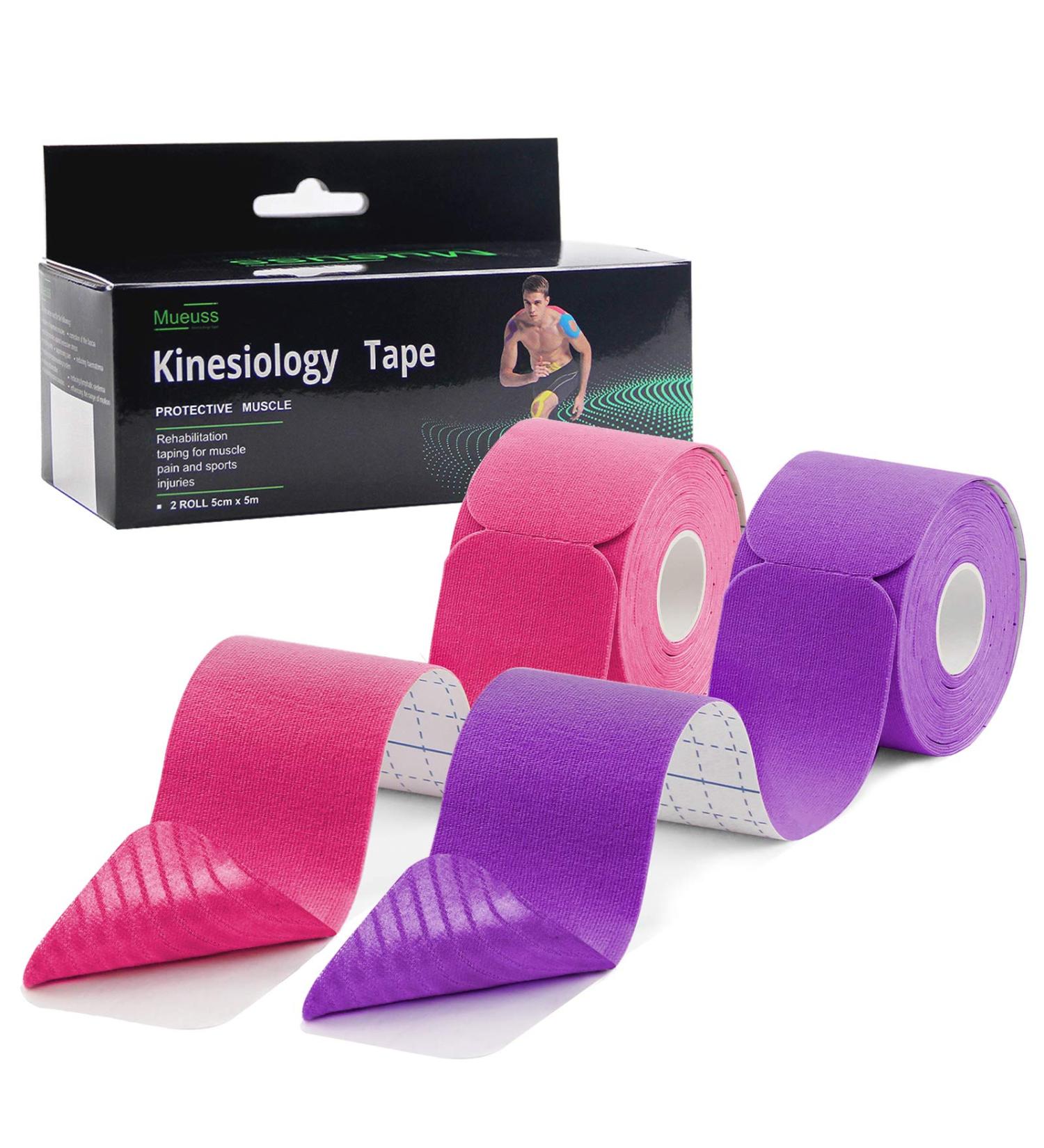 Pregnancy Belly Support Kinesiology Tape | Waterproof, Hypoallergenic Muscle Tape for Pain Relief | 2 Rolls Pink & Purple - Buy Online on GoSupps.com