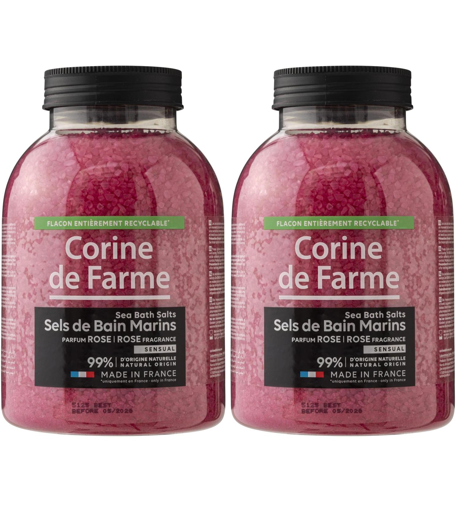 Corine de Farme Sels de Bain Marins Sensual Rose - Relaxation et Bien- tre - Parfum Envo tant - Ingr dients Naturels - Soin du Corps - 500g - Id al Cadeau Spa Maison (Lot de 2)