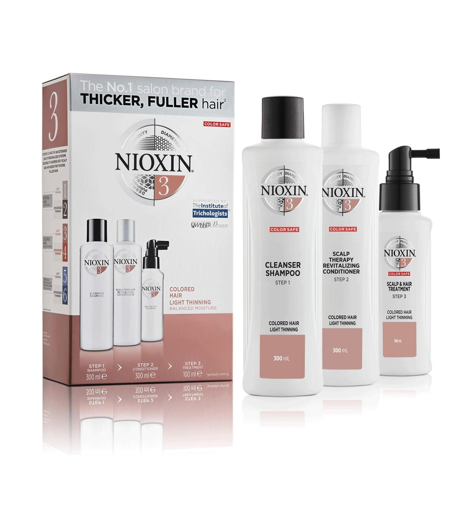 Nioxin System 3 Loyalty Kit 3-Piece Set for Coloured Hair with Light Thinning | Scalp Therapy & Hair Thickening Treatment - Buy Online on GoSupps.com