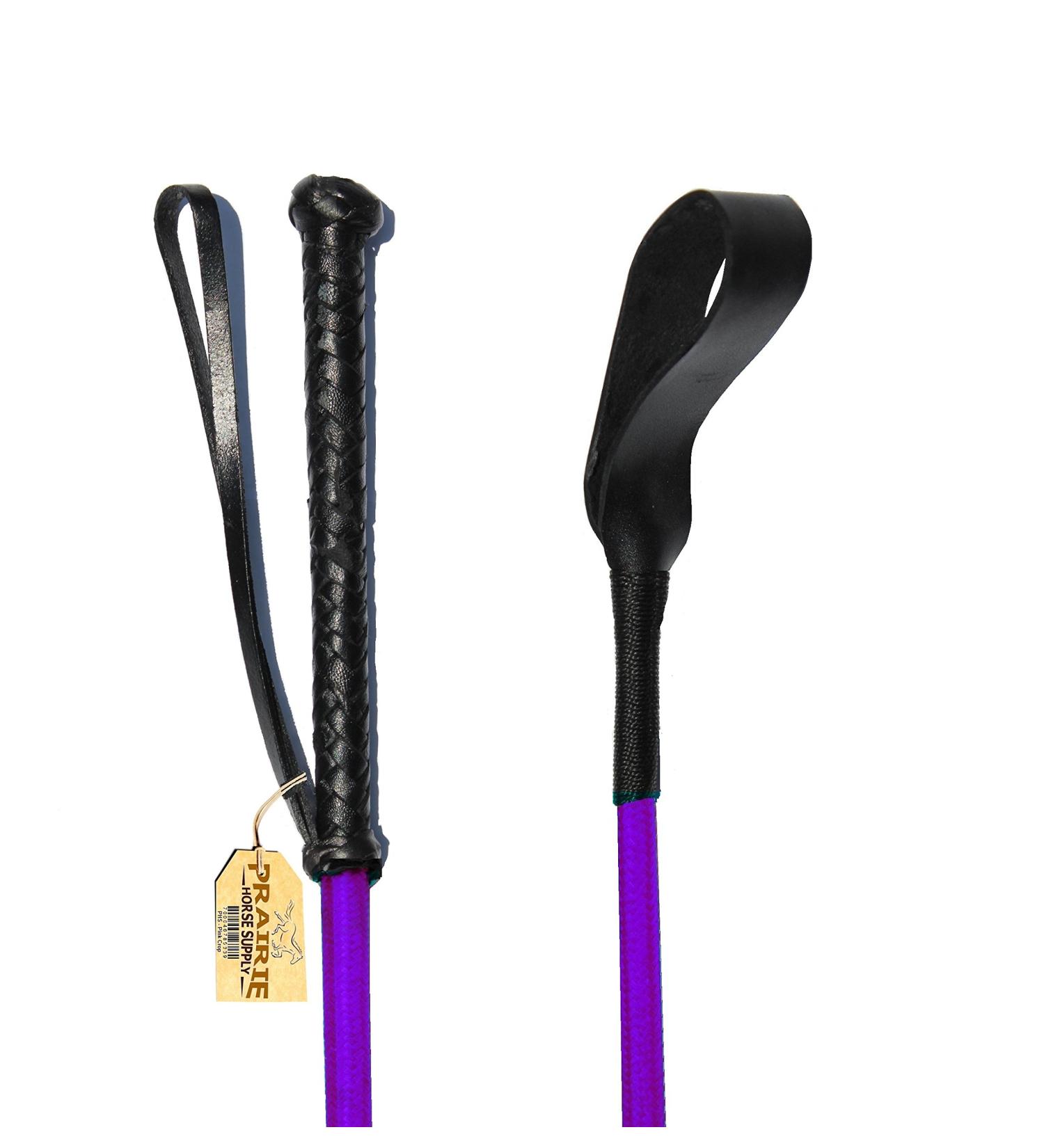 27 Inch Purple Riding Crop for Horse | Fiberglass Shaft with Leather Double Slapper - Buy Online on GoSupps.com