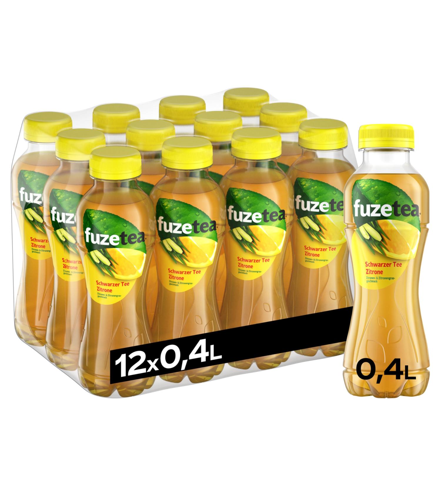 Fuze tea black tea lemon lemon grass - extraordinary fusion made of tea and fruity lemon taste - tea from sustainable cultivation - one -way bottles (12 x 400 ml)
