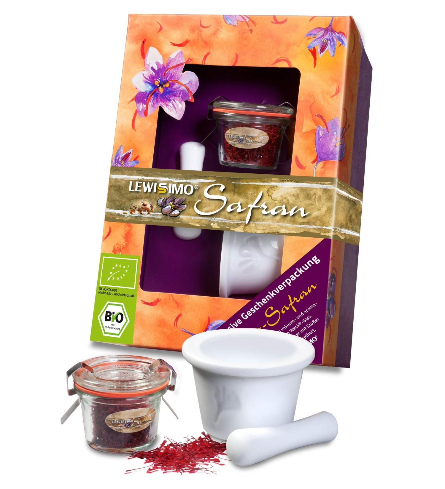 Organic Saffron Royal Gift Set - Premium Quality | DE- KO-006 | Includes Mortar & Recipe Book - Buy Online on GoSupps.com