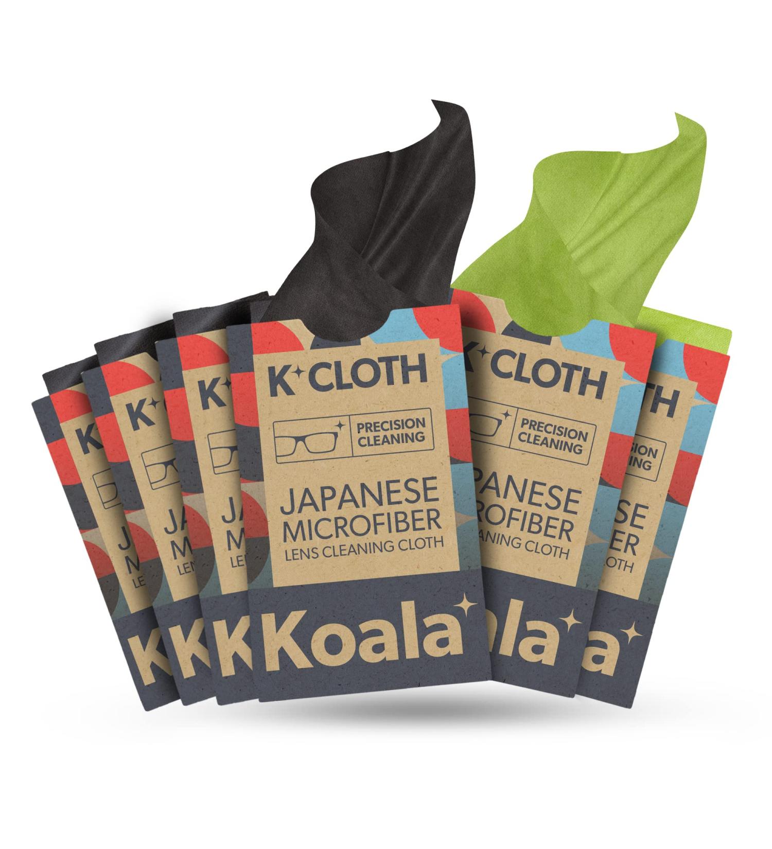 Koala Lens Cleaning Cloth 6 Pack - Japanese Microfiber Glasses & Screen Cleaner for Multi-Coated Lenses - Safe for Eyeglasses & Cameras - Black & Green - Buy Online on GoSupps.com