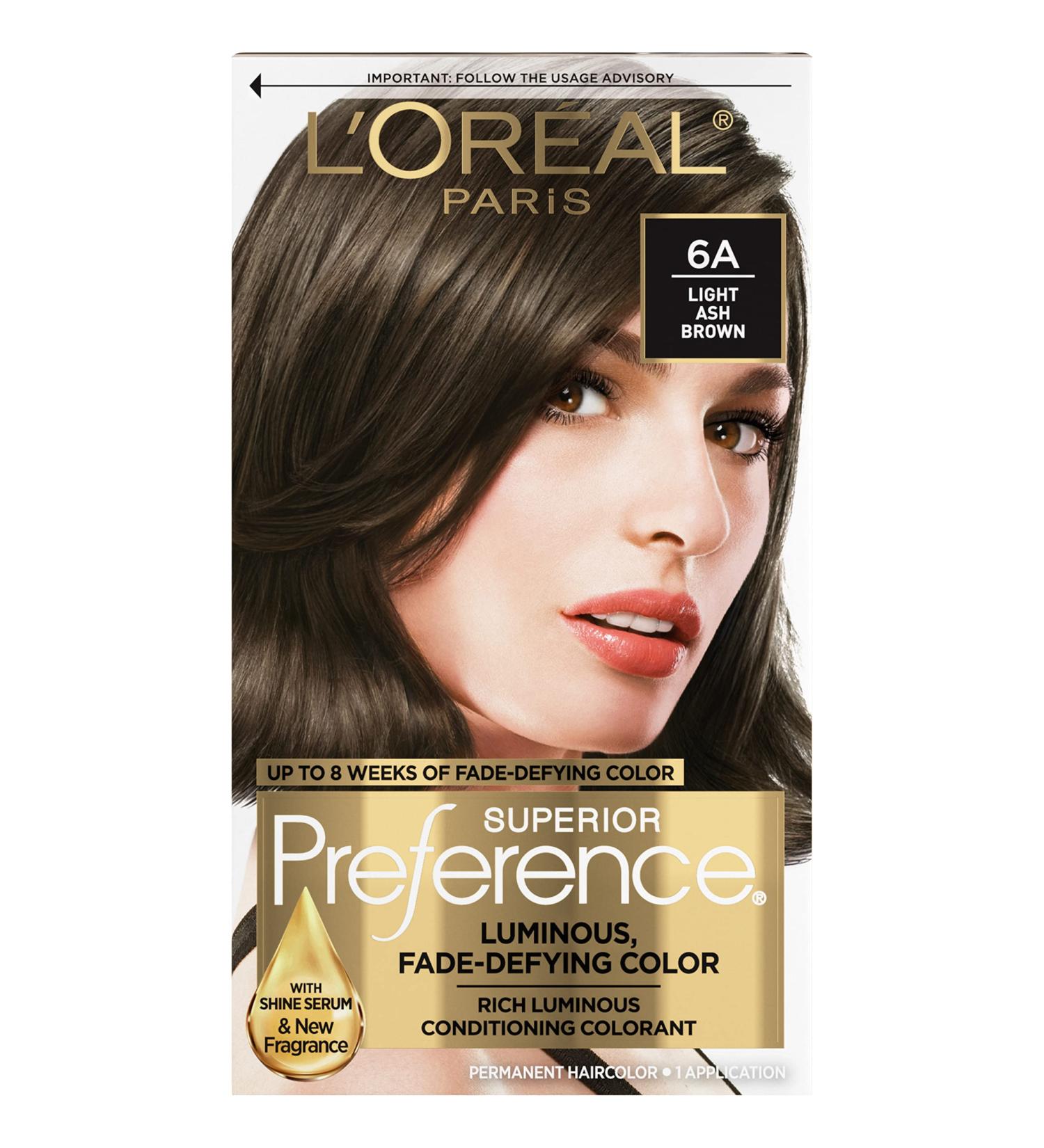 L'Oreal Paris Superior Preference 6A Light Ash Brown Hair Color - Fade-Defying + Shine Hair Dye 1 Count - Buy Online on GoSupps.com