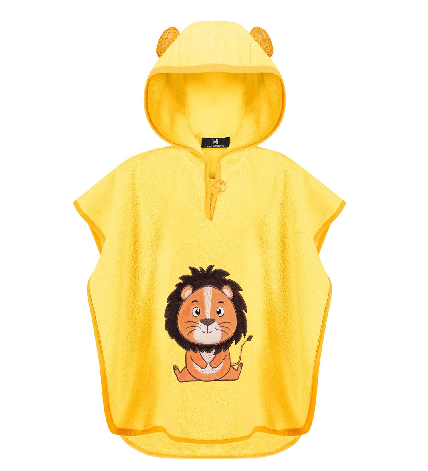 Laynenburg Premium Cotton Bathing Poncho for Kids - Oeko-Tex Approved Yellow Lion Towel Hoodie for Ages 3-5 - Buy Online on GoSupps.com