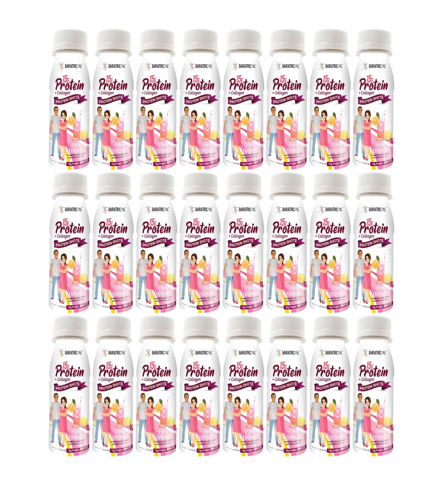 BariatricPal Ready-To-Drink 15g Whey Protein & Collagen Shots - Pink Lemonade (24 Bottles)