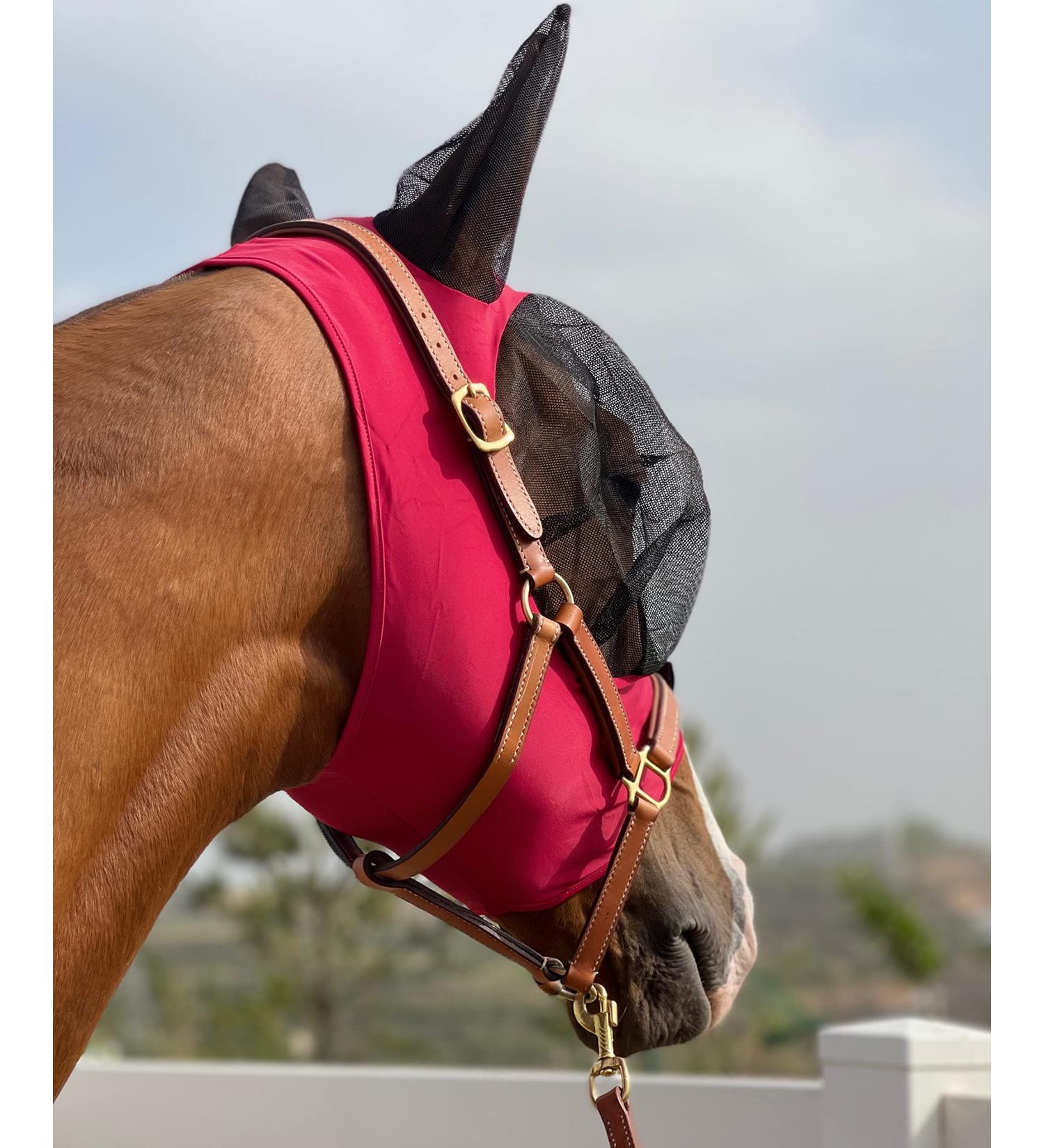 TGW Riding Horse Fly Mask | Super Comfort Elasticity with Ears | Size L Red - Best for Fly Protection - Buy Online on GoSupps.com