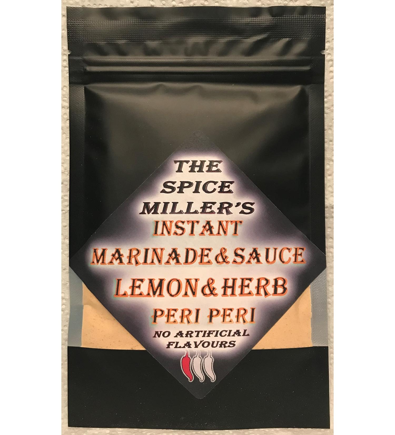 The Spice Miller's Instant Marinade & Sauce or BBQ Rub (Lemon & Herb Very Mild Piri Piri Peri Peri) Makes 400ml Lemon & Herb Mild Peri Peri - Buy Online on GoSupps.com