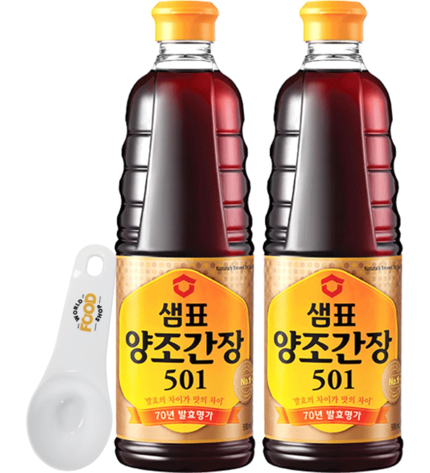 Sempio Brewed Soy Sauce 501 500ml Bundle of 2 with World Food Shop Scoop - Authentic Korean Flavour for Cooking and Seasoning - Buy Online on GoSupps.com