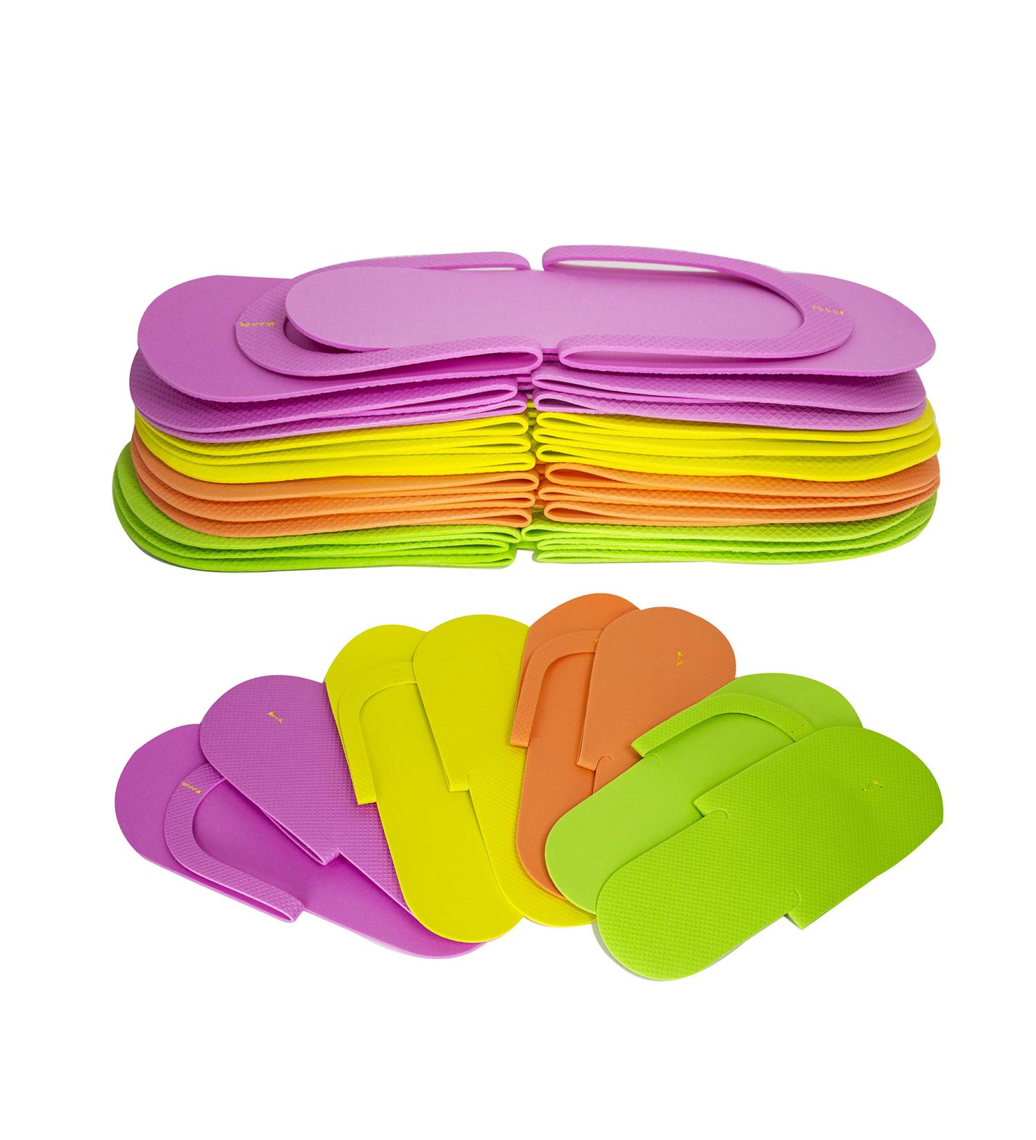 JOVANA 24 Pair Disposable Foam Pedicure Slippers - Multi Color Flip Flop for Salon Nail Spa - Buy Online on GoSupps.com