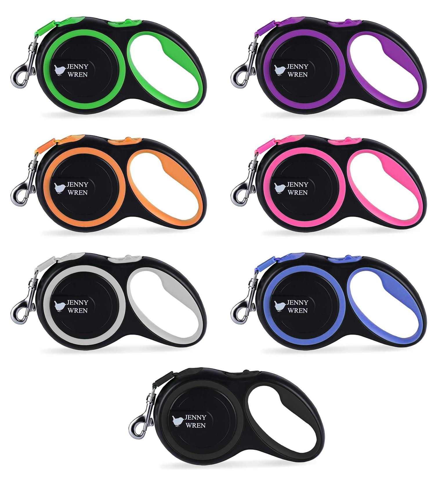 Jenny Wren 26ft Retractable Dog Lead with Anti-Slip Handle and Reflective Nylon Tape - Black - Buy Online on GoSupps.com