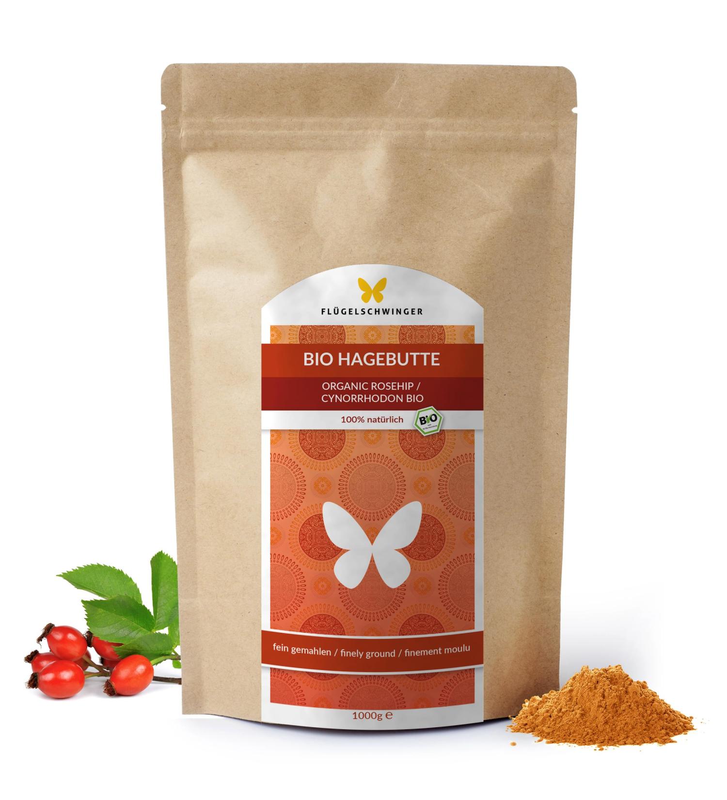 1kg Organic Rosehip Powder - Certified Organic from Sun-Ripened Fruits | Finely Ground Superfood (1000g) - Buy Online on GoSupps.com
