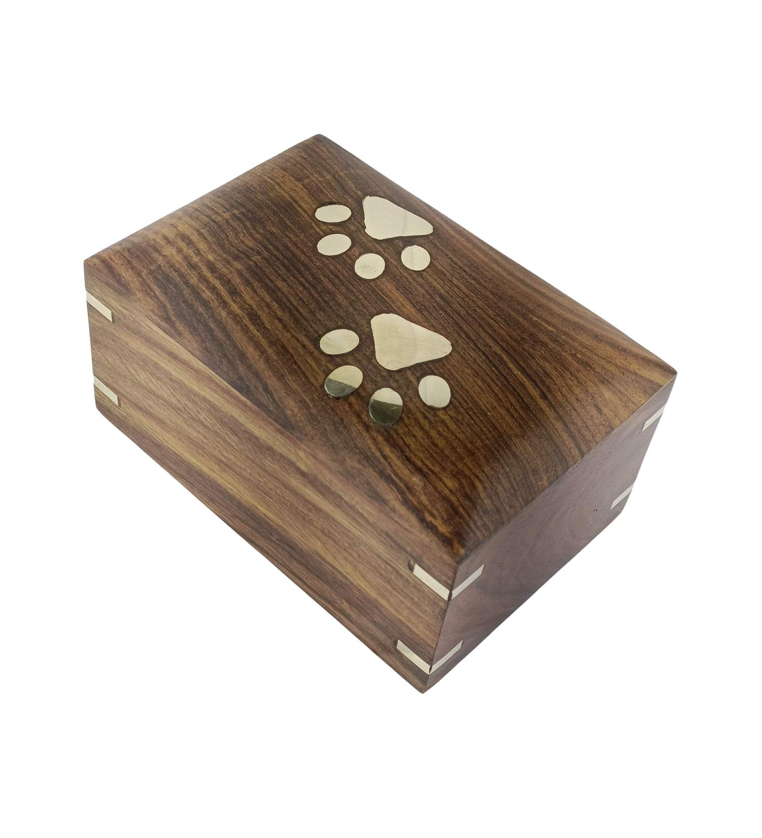 Indian Glance Rosewood Pet Urn Box - Peaceful Pet Memorial Keepsake Urn for Dogs Cats (Small : 6" x 4" x 3" - 45lbs or 20kg) - Buy Online on GoSupps.com