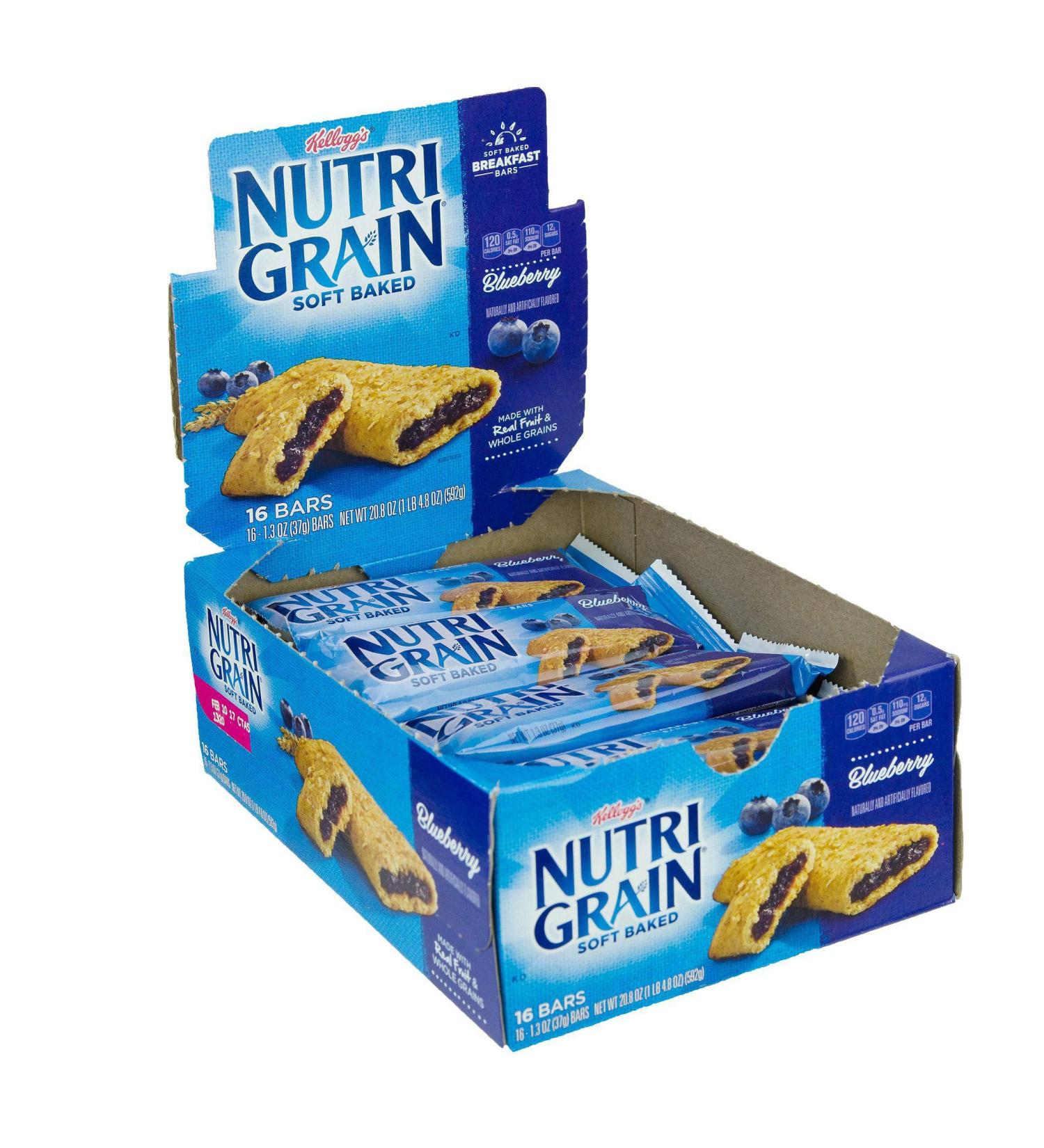 Nutrigrain Blueberry Bars 3 Case 16 Count