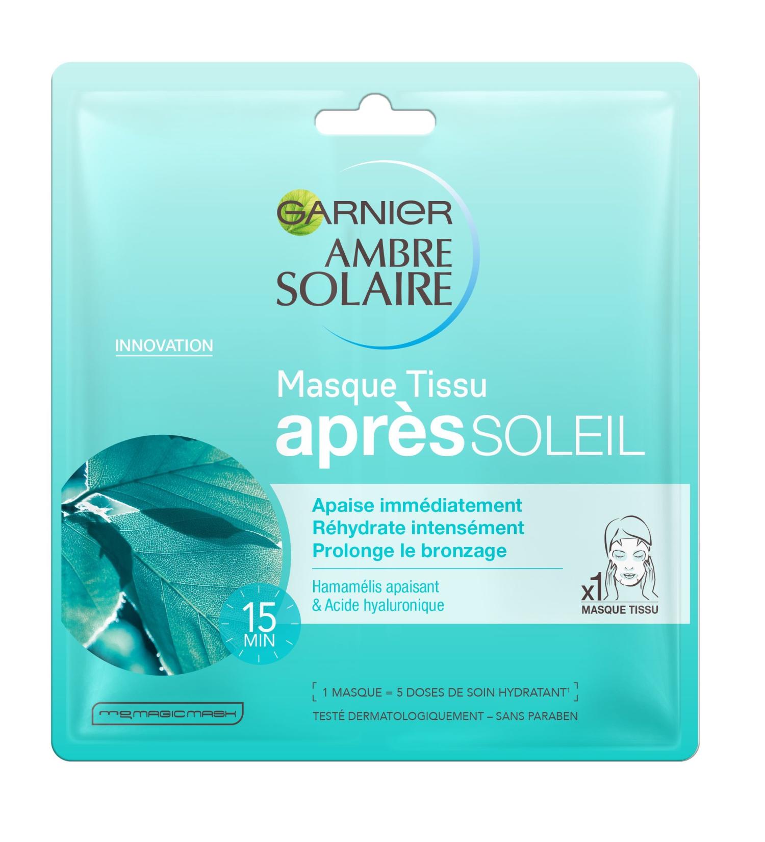 Garnier Ambre Solaire Ultra Hydrating/Regenerating After-Sun Tissue Mask - Pack of 2