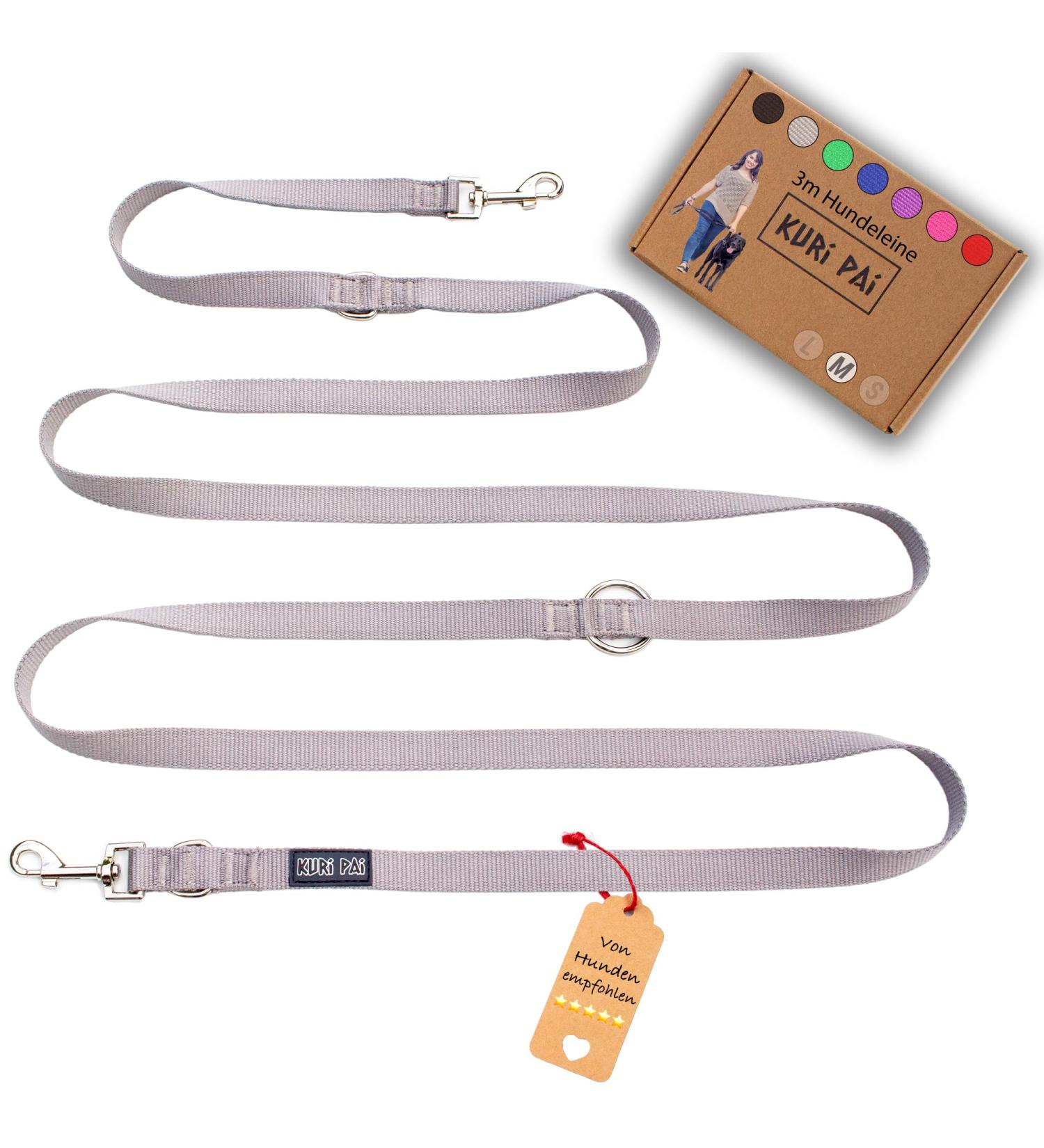 Buy Kuri Pai 3m Dog Leash for Medium Dogs - Comfortable Sustainable Bamboo Design | Gray | 280cm x 2.0cm - Buy Online on GoSupps.com