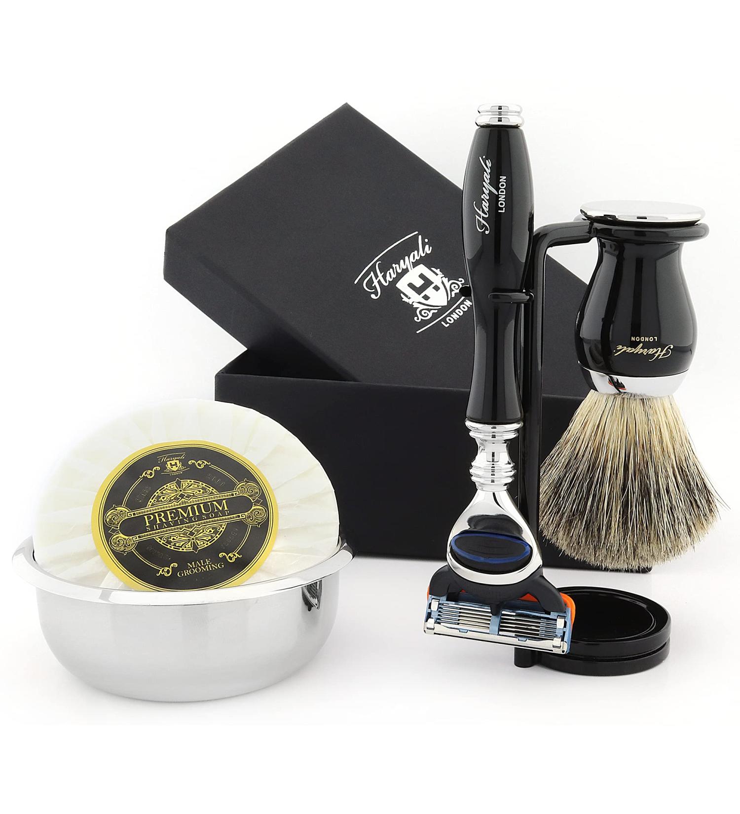 Haryali London Razor Set - Premium 5-Blade Shaving Kit with Brush Stand & Bowl - Perfect for International Shipping - Buy Online on GoSupps.com