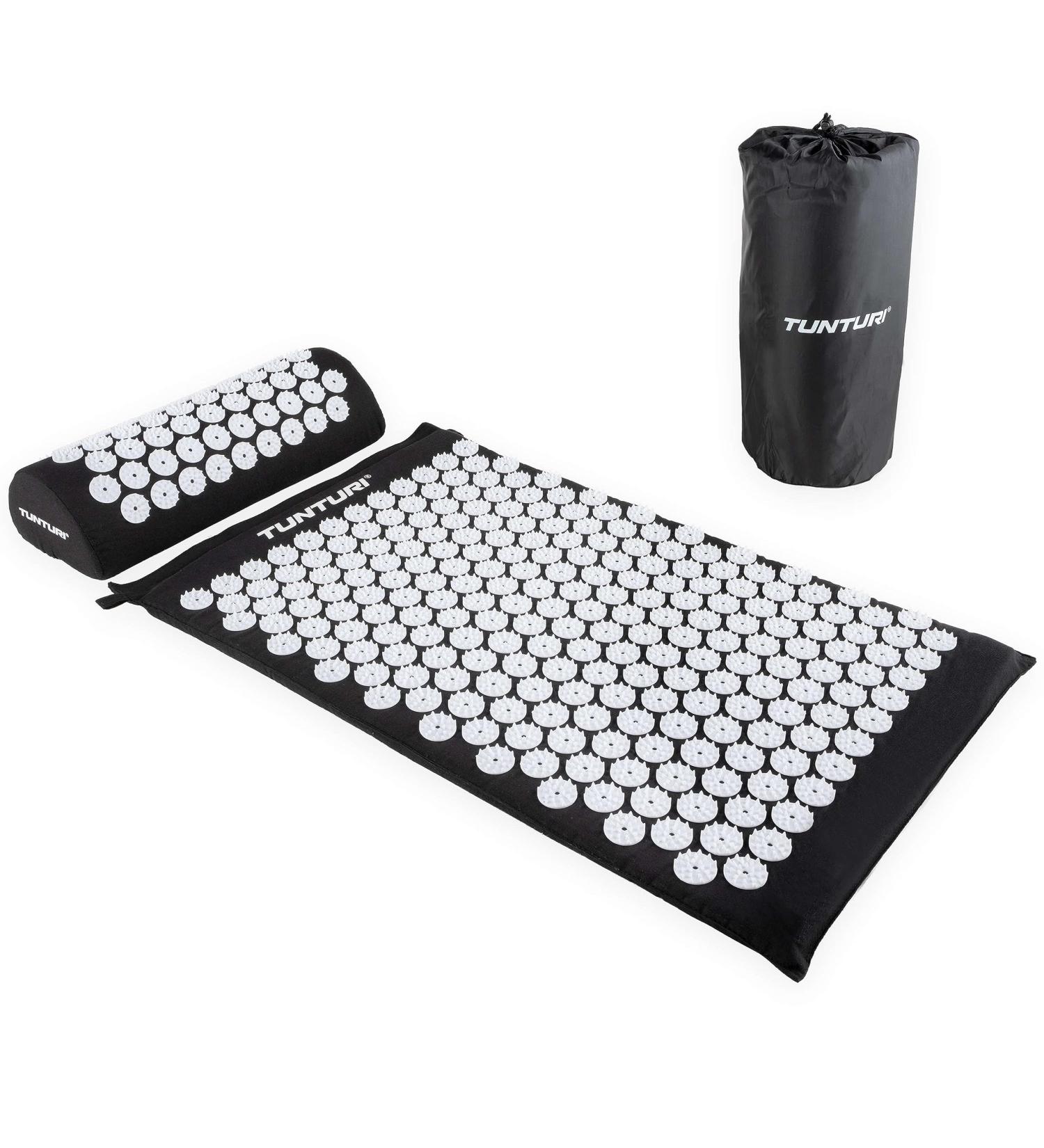 Tunturi Acupressure Mat with Pillow - 2-in-1 Acupuncture & Sting Mat for Full Body Relief - Anti-Stress Therapy - 68x42x2cm - Black - Buy Online on GoSupps.com