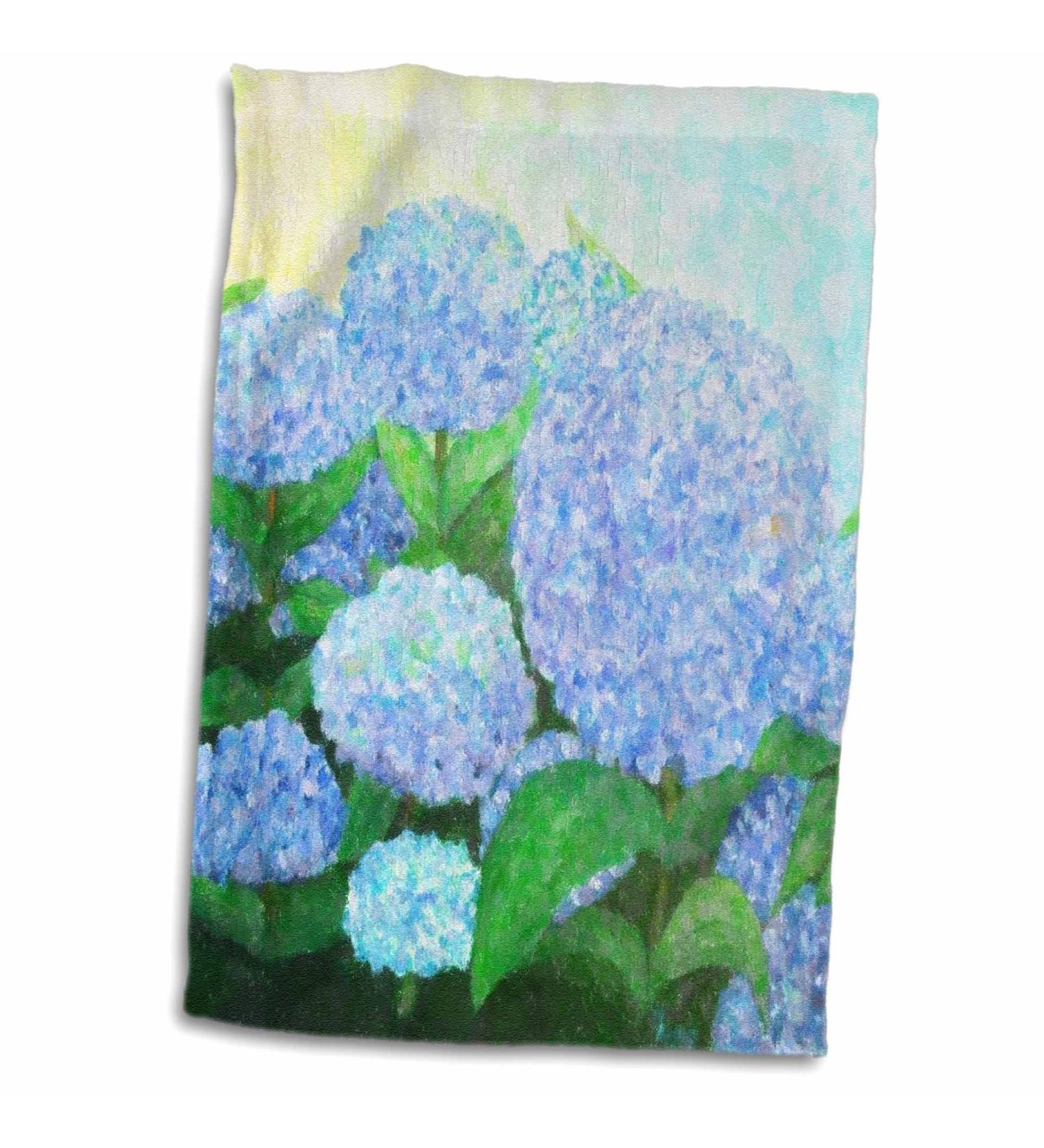 3D Periwinkle Blue Hydrangeas Rose Painting Towel - 15 x 22 | TWL_59780_1 - Buy Online on GoSupps.com