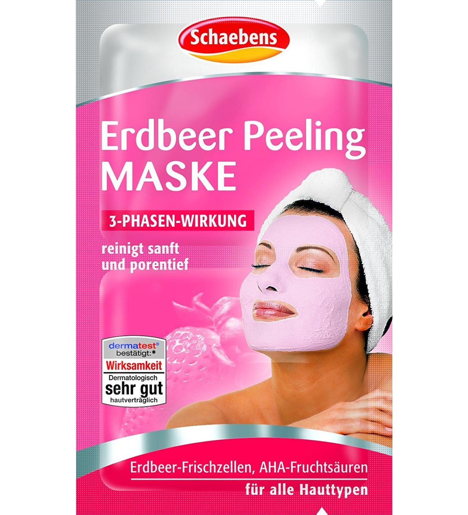 10 x Schaebens Strawberry Peeling Face Mask - cleanses gently and deeply (10 x 2 x 6mL for 20 applications)