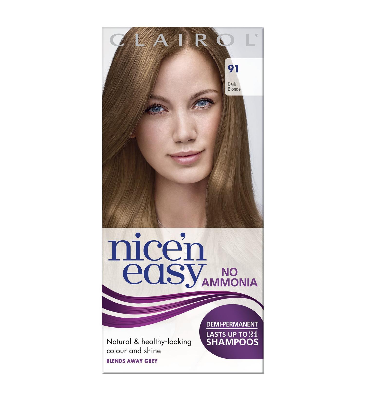 Clairol Nice'n Easy No Ammonia Hair Dye 91 Dark Blonde 3 Count Pack - Ammonia-Free Hair Color - Buy Online on GoSupps.com