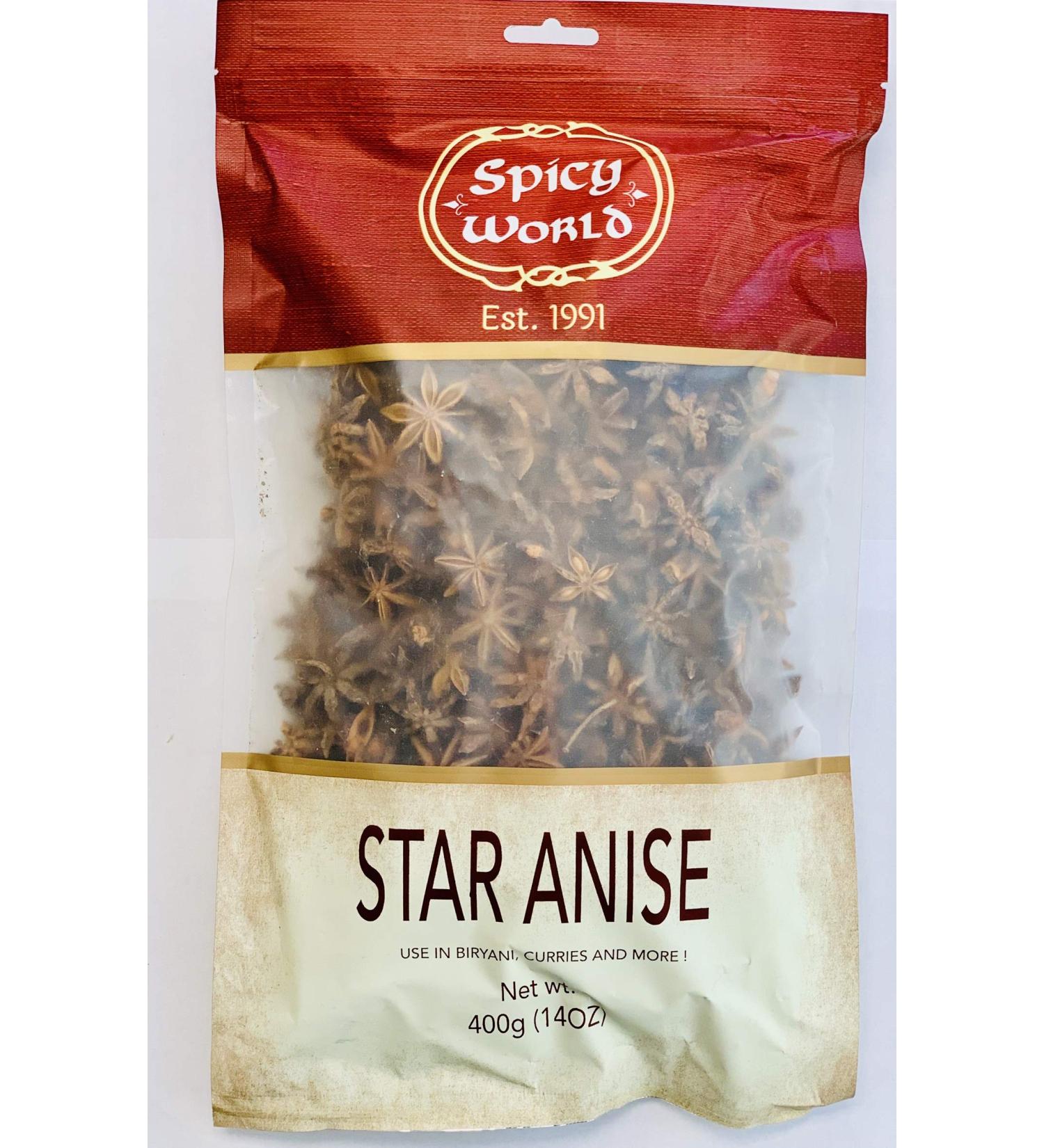 Spicy World Star Anise Seeds Whole Pods Spice 400g (14oz) Natural Vegan | Indian Origin (Badian Khatai)