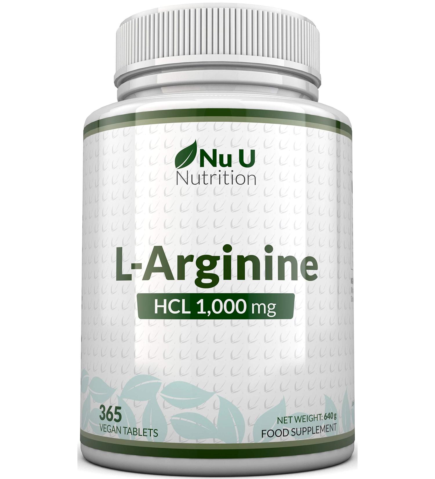 L-Arginine HCL 4000mg - 365 Vegan Tablets - 1 Year Supply - Boost Endurance Energy Pre Workout for Men & Women - 1000mg Per Tablet - Buy Online on GoSupps.com