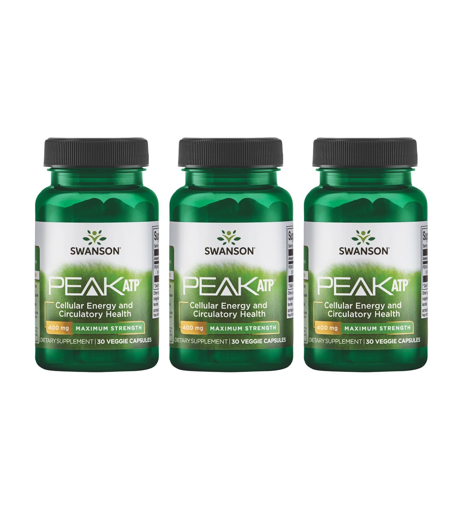 Swanson Maximum Strength Peak ATP-Natural Supplement Promoting Cellular Energy Support-Supports Physical Performance and Promotes Healthy Blood Flow Support-(30 Veggie Capsules, 400mg Each) 3 Pack - Buy Online on GoSupps.com