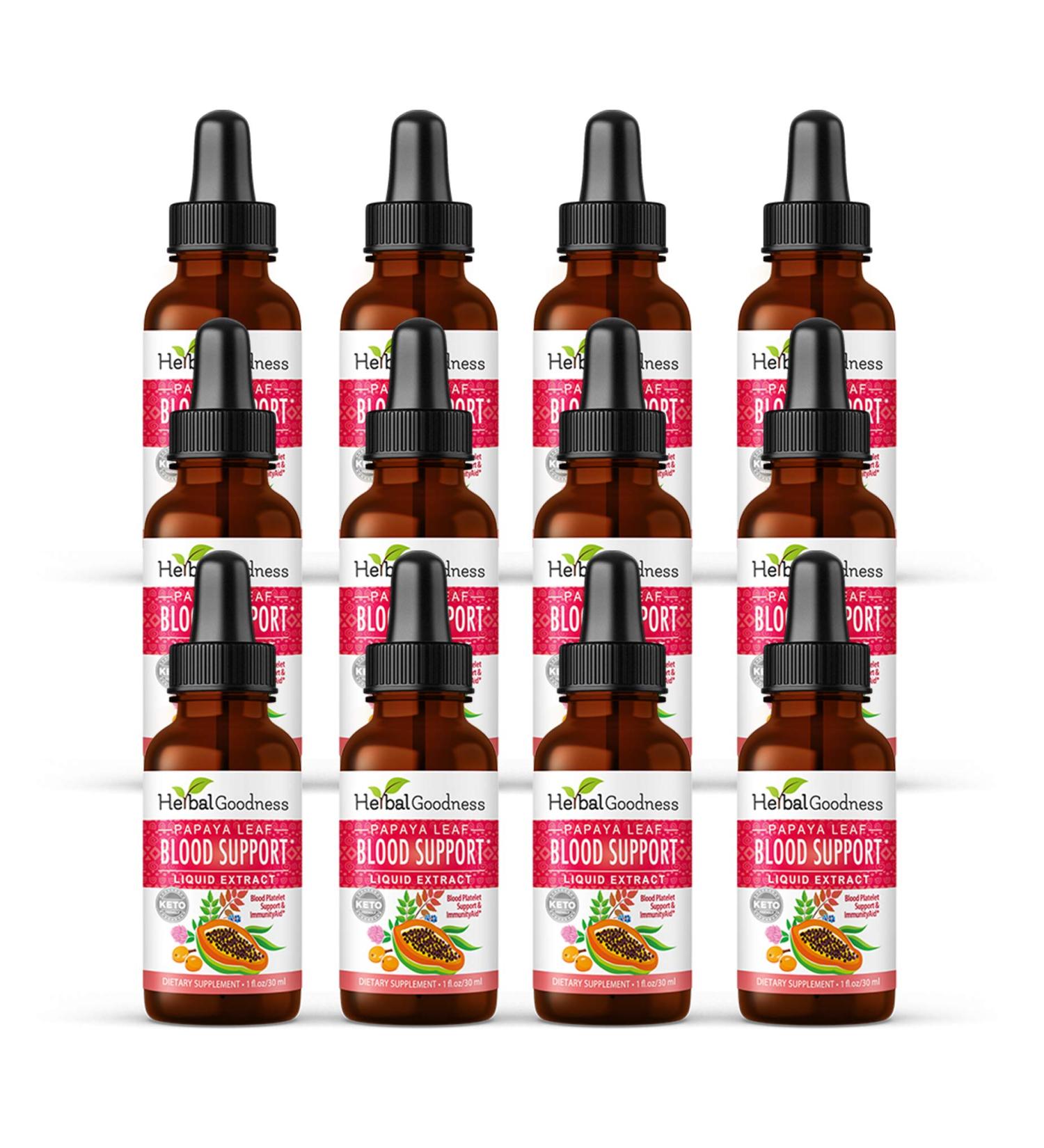 Papaya Liquid Extract Blood Support - 1oz - Healthy Platelets - Herbal Goodness (Pack of 12) - Buy Online on GoSupps.com