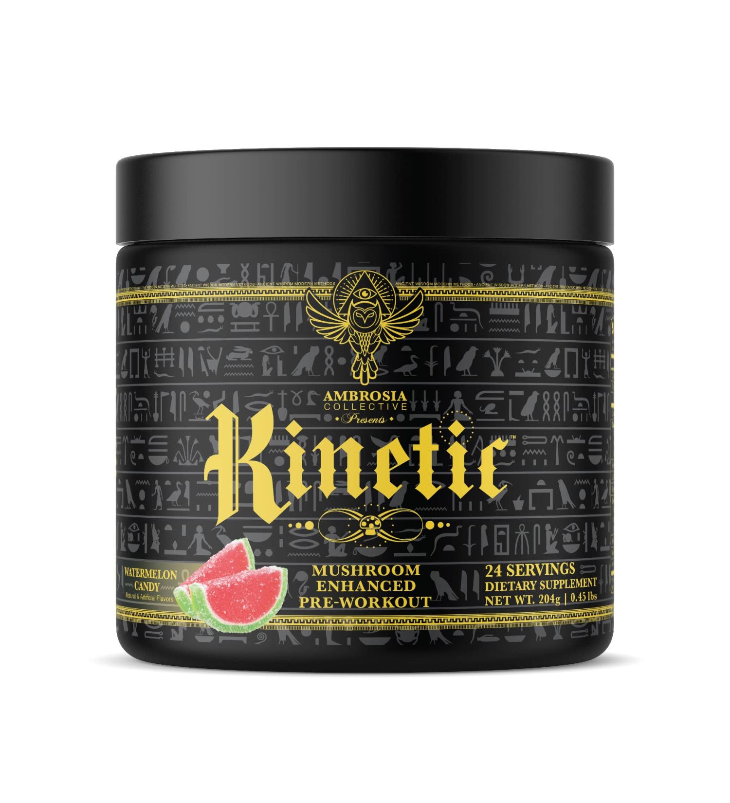 Ambrosia Kinetic Organic Preworkout - Mushroom Enhanced Nootropic Superfood Powder for Energy (Watermelon Candy) - Buy Online on GoSupps.com