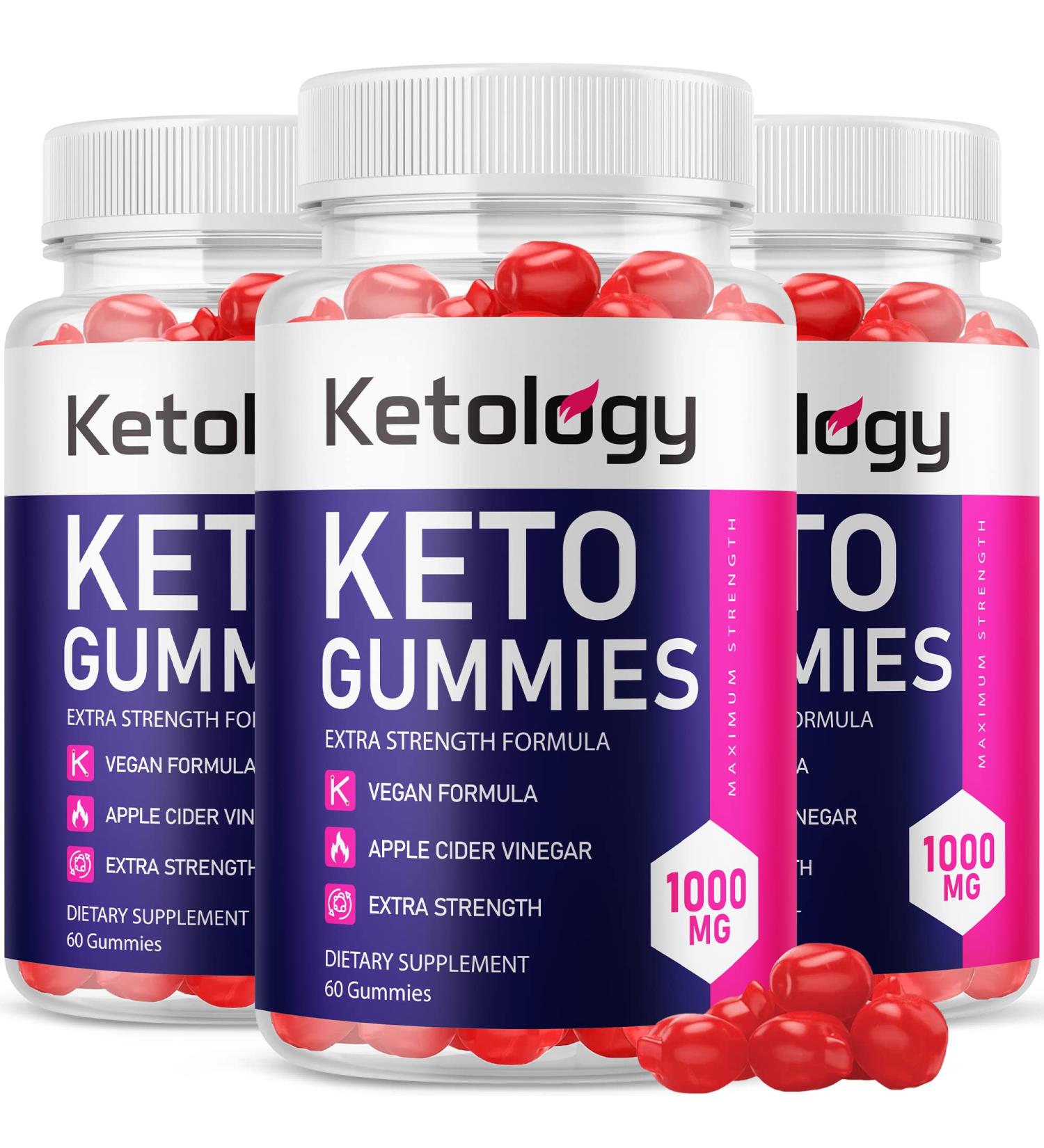Ketology 3-Pack ACV Keto Gummies with Apple Cider Vinegar and Vitamin B12 - 180 Gummies - Buy Online on GoSupps.com