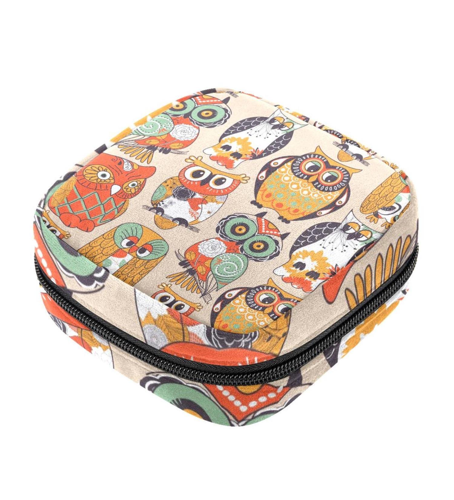 Sanitary Napkins Storage Bag & Menstrual Cup Bag - Large Capacity Organizer for Travel & Makeup - Owl Design - Buy Online on GoSupps.com