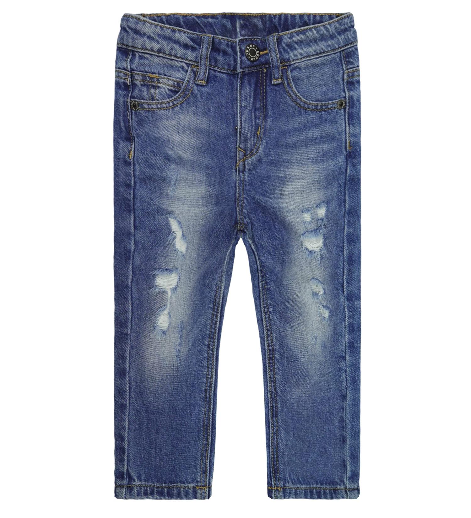 KIDSCOOL SPACE Baby Little Boys Jeans | Elastic Band | Straight Fit | Ripped Denim Pants | 4-5 Years | Blue-2491 - Buy Online on GoSupps.com