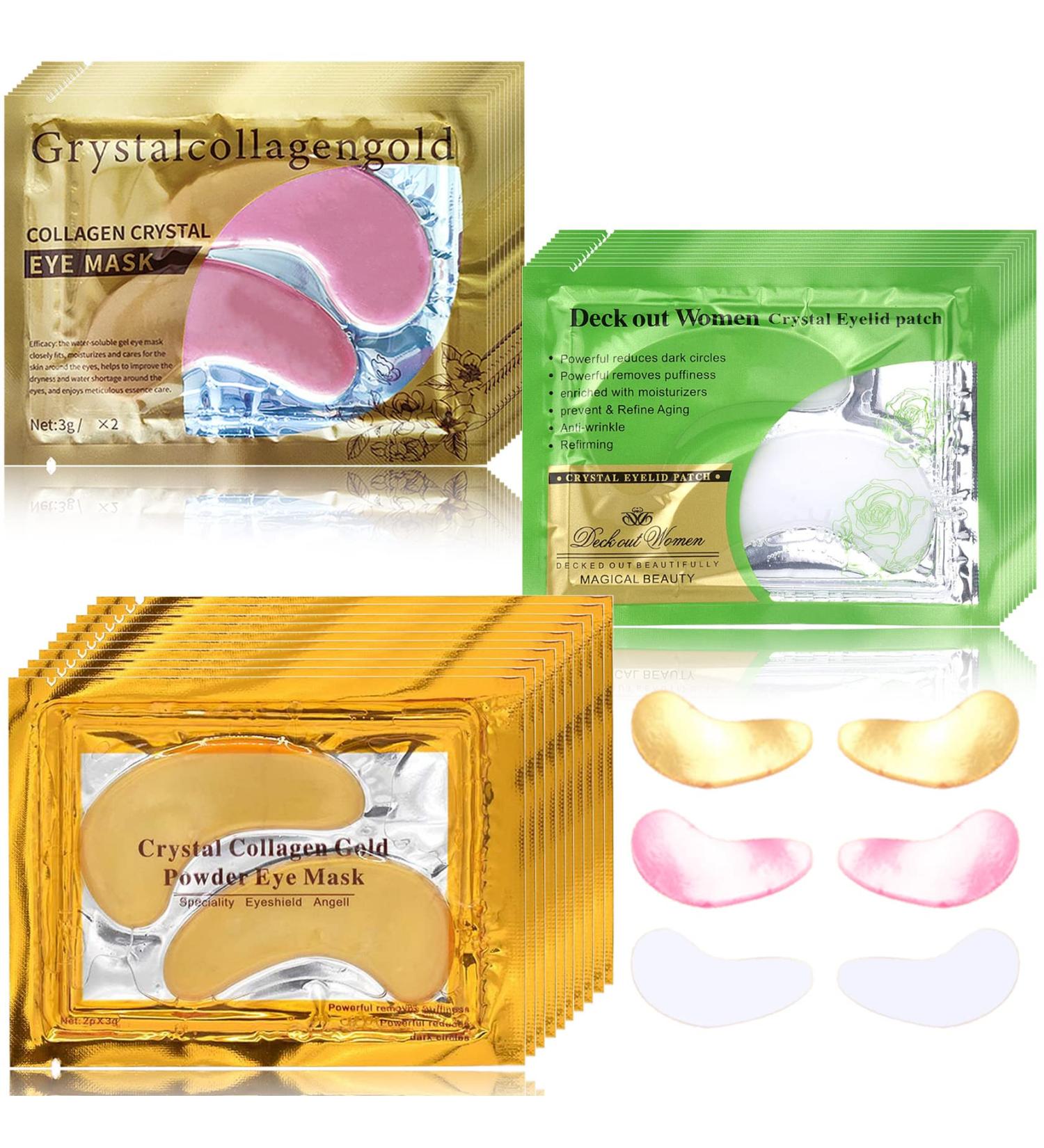 DuoZeng 30 Pairs Under Eye Patches - Collagen Crystal Eye Masks for Dark Circles, Puffiness, and Moisturizing - Yellow+Pink+Green - Women's Eye Bags Treatment - Buy Online on GoSupps.com