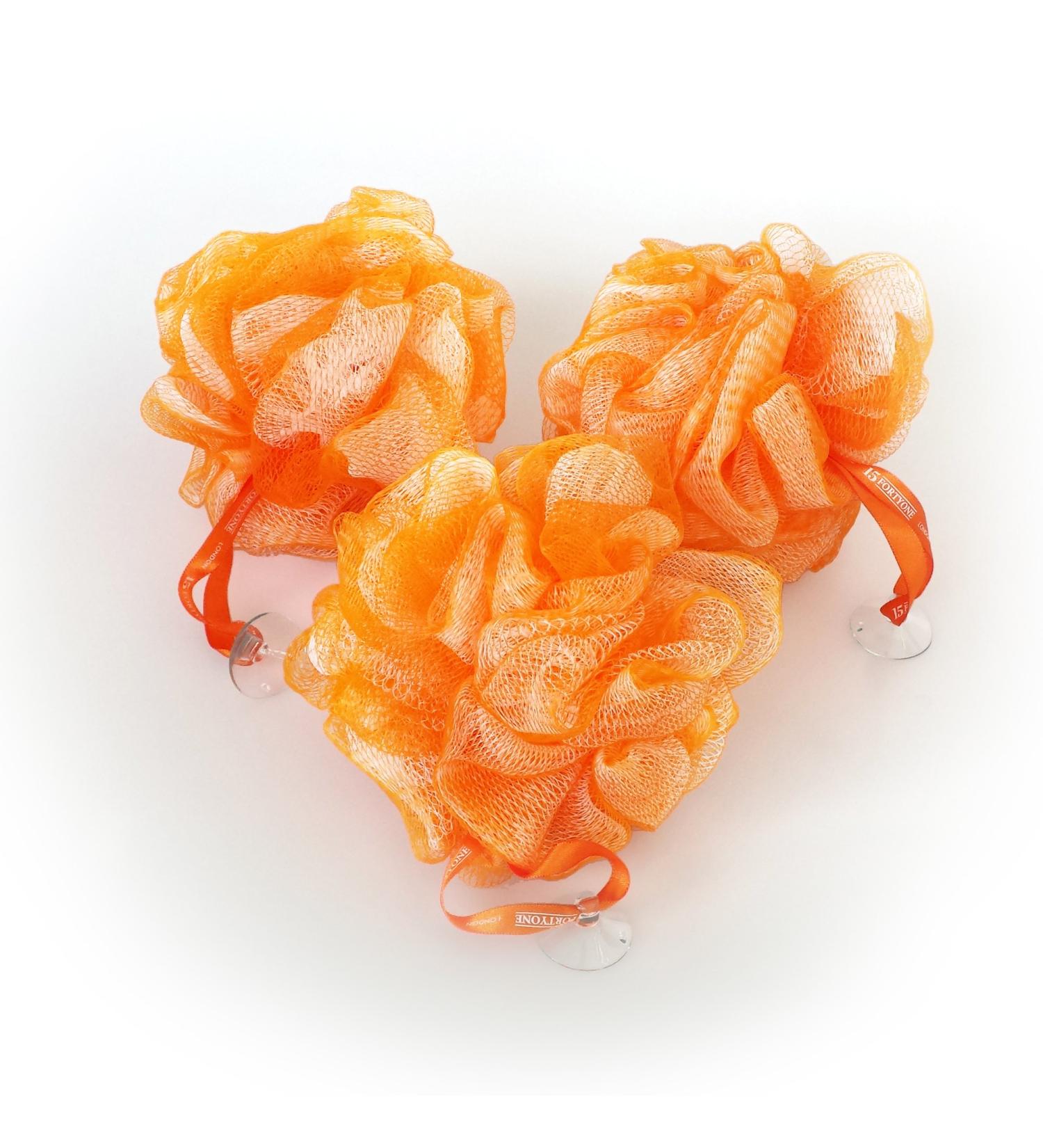 1541 London Exfoliating Bath & Shower Body Puff/Scrunchie/Buffer (Tangerine Orange) 3 pack - Buy Online on GoSupps.com