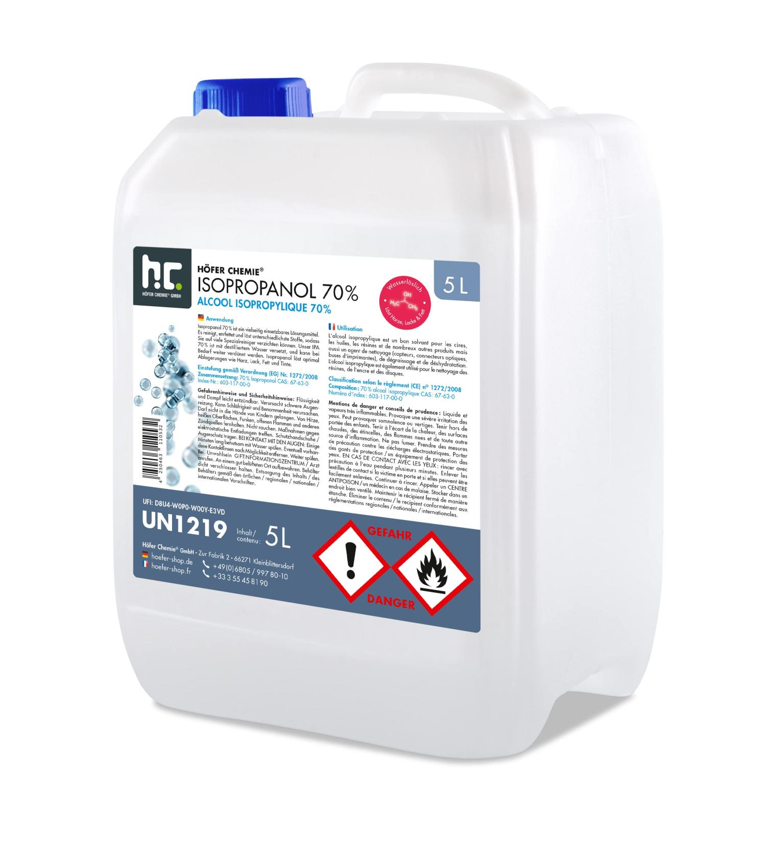 2 x 5L Isopropanol 70% IPA - H fer Chemistry | Solvent Nail & Screen Cleaner Degreaser - International Shipping - Buy Online on GoSupps.com