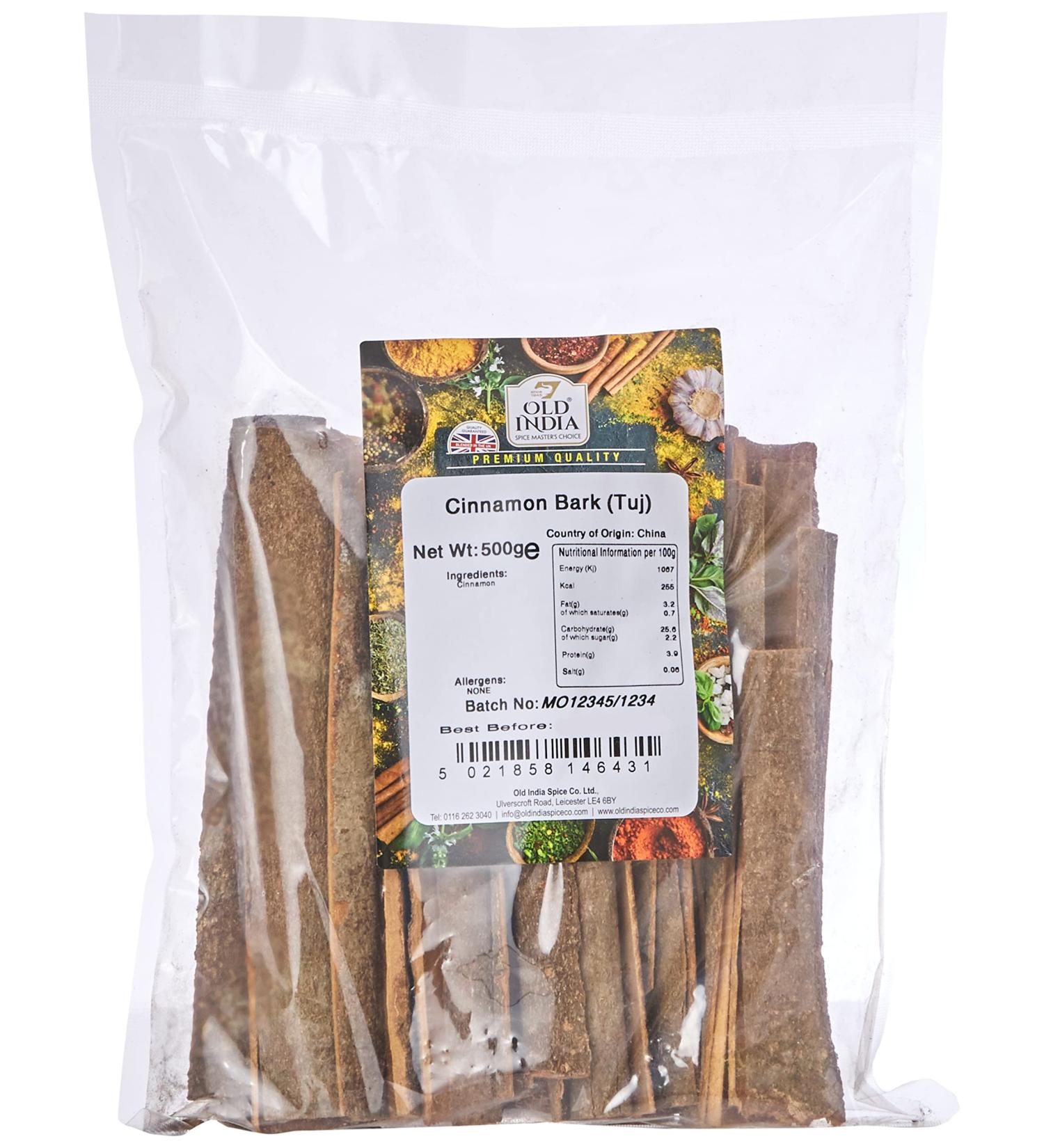 Old India Cinnamon Bark (Tuj) 500g - Premium Quality Spice for Cooking and Baking - Buy Online on GoSupps.com