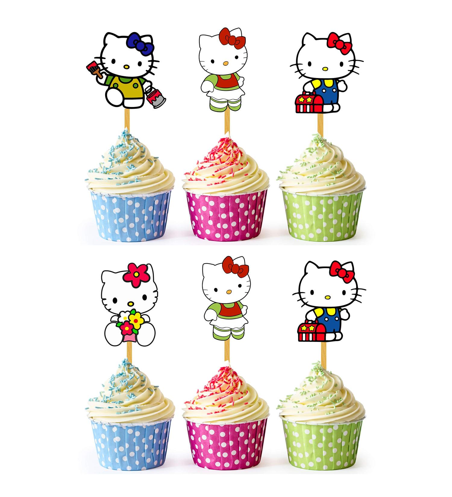 24x Cupcake Topper Picks Hello Kitty Themed Cupcake Toppers For Kids Party  - Buy Online on GoSupps.com