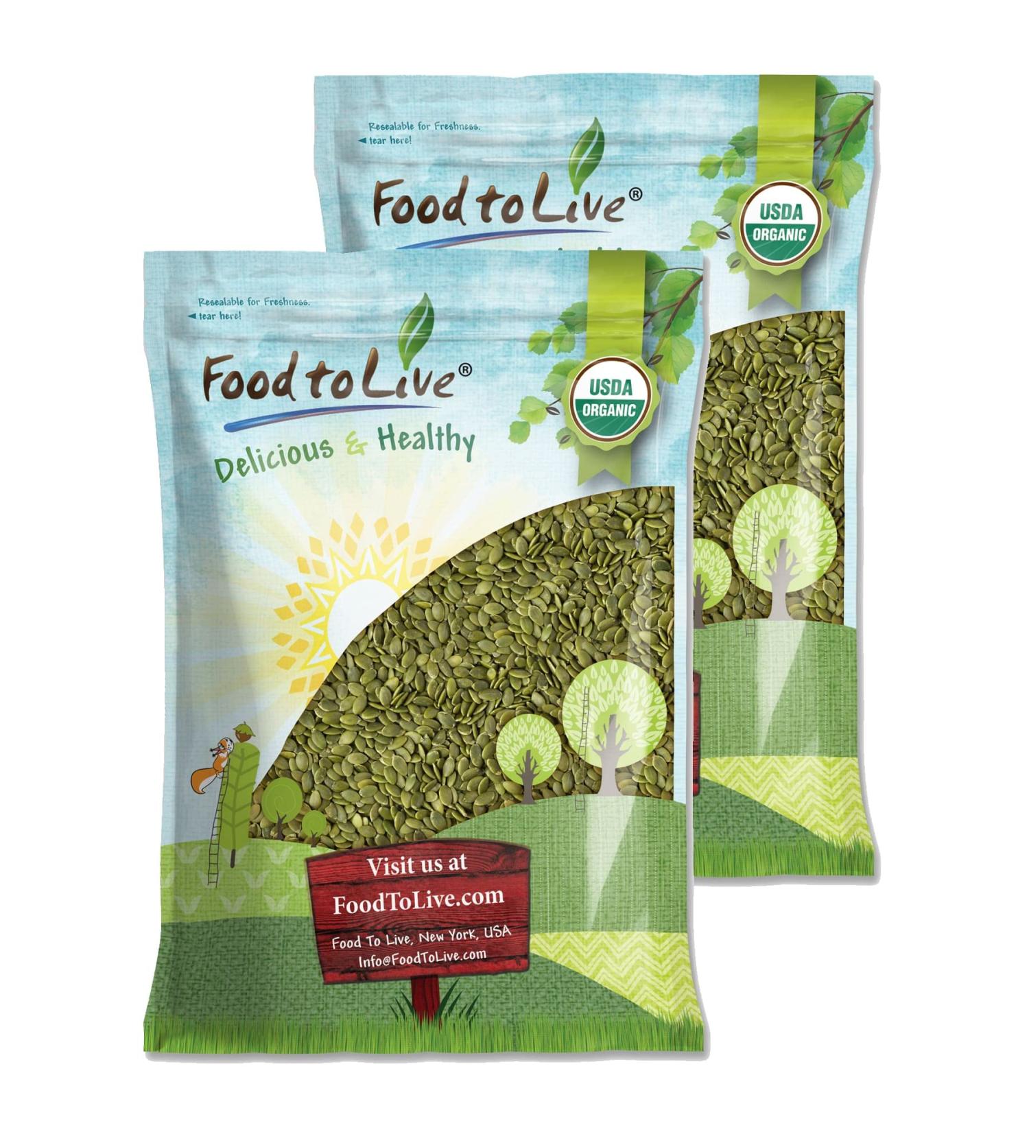 Organic Raw Pumpkin Seeds - Food to Live (Shell-Free) - 18 Pounds - Buy Online on GoSupps.com