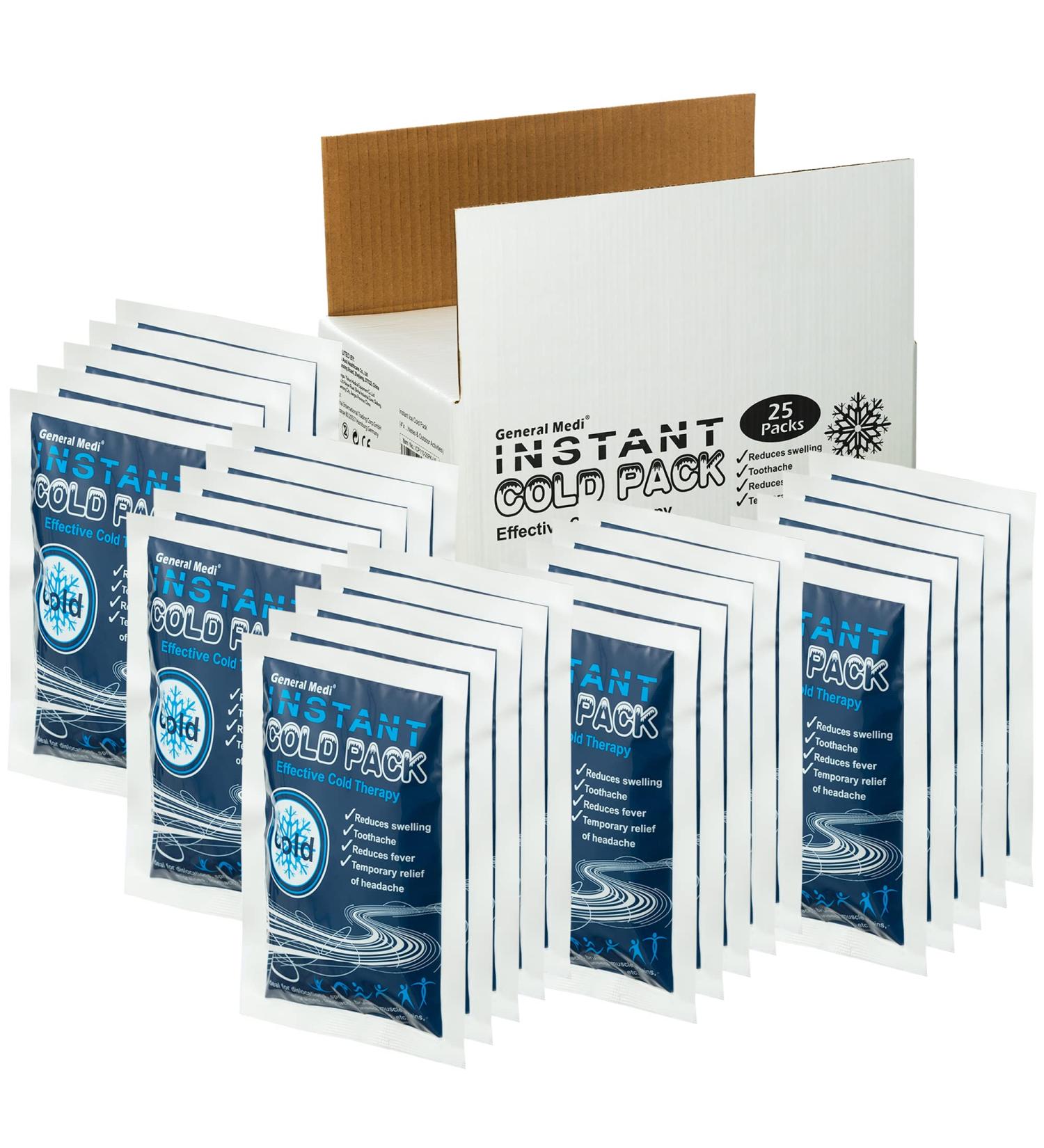 Disposable Ice Cold Packs - 25 Pack (4x 5.5) for Pain Relief, Swelling, and Inflammation - Ideal for Athletes and Outdoor Activities - Buy Online on GoSupps.com