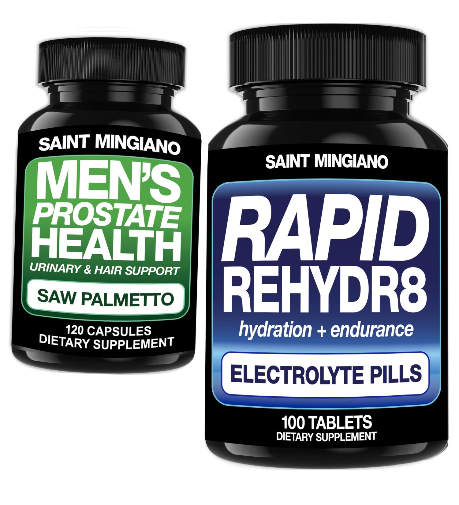 Saint Mingiano Rapid Rehydr8 Electrolyte Tablets 100 Capsules - with - Men's Prostate Health Supplement - 120 Capsules - Buy Online on GoSupps.com