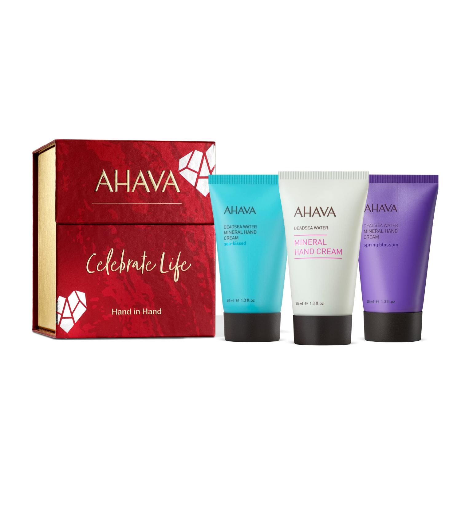 AHAVA Hand Cream Trio: Mineral Hand Cream, Sea Kissed, Spring Blossom 40ml - Buy Online on GoSupps.com