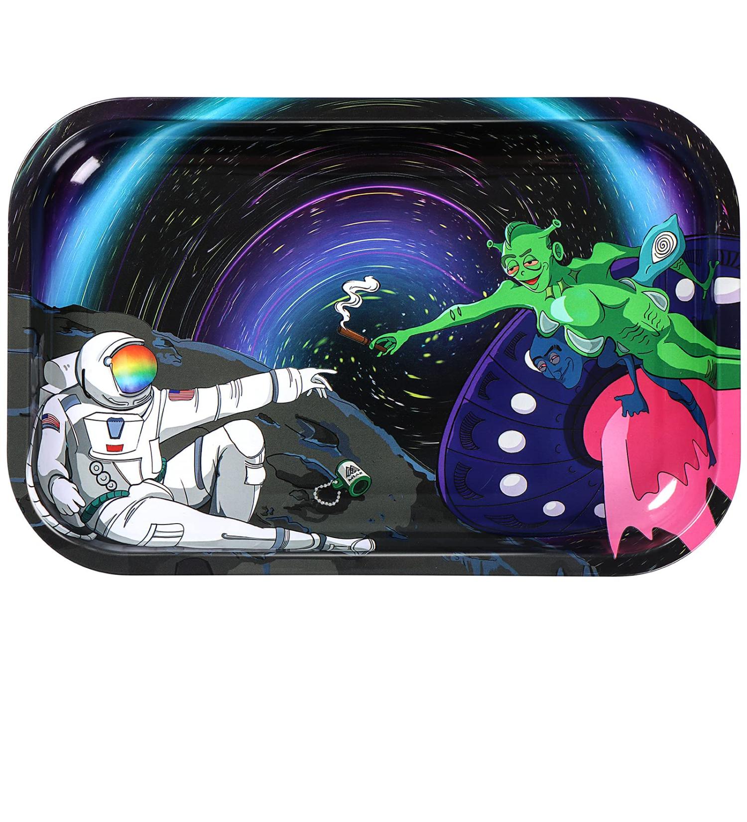 Alien Medium Rolling Tray Combo Kit - Durable Premium Metal Tray with Original Art Design - Buy Online on GoSupps.com