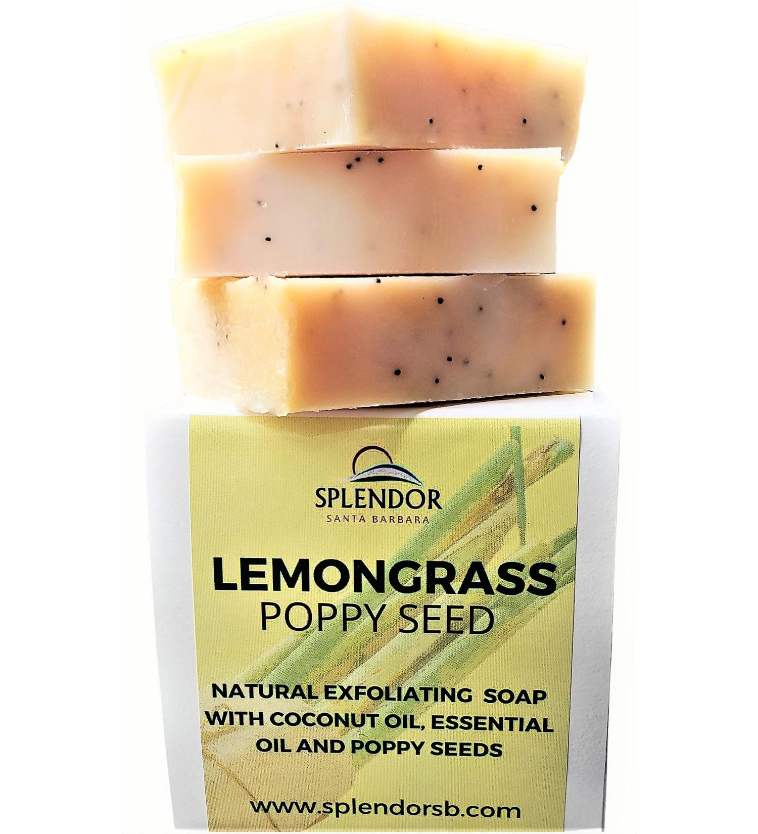 Splendor Lemongrass Poppy Seed Soap - Natural Exfoliating Coconut Oil Bar | Handmade Vegan Essential Oil Soap from USA - Buy Online on GoSupps.com
