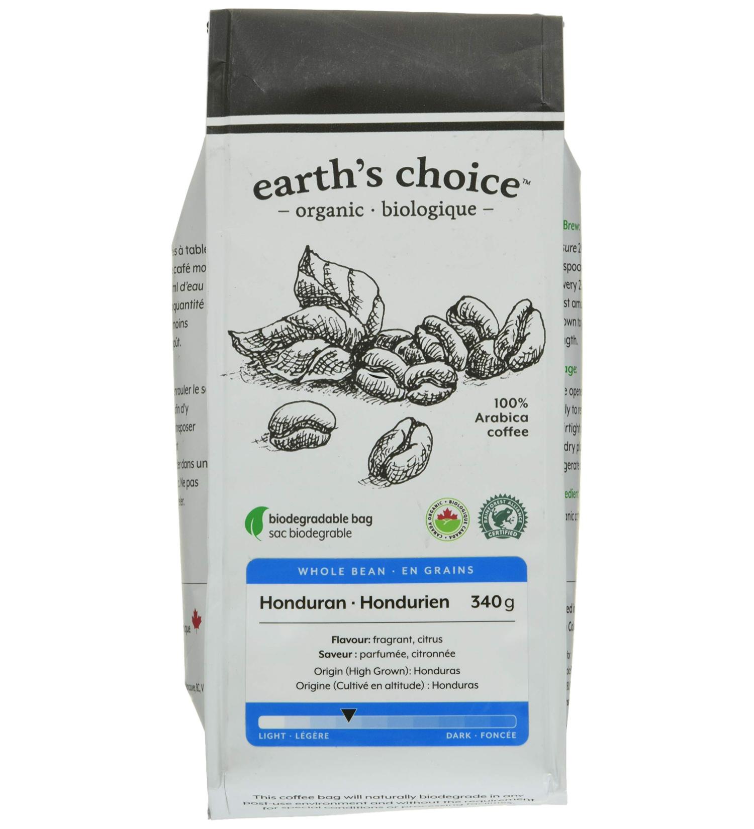 Earth's Choice Organic Coffee Honduran Whole Bean 340g Honduran Whole Bean 340 g (Pack of 1) - Buy Online on GoSupps.com